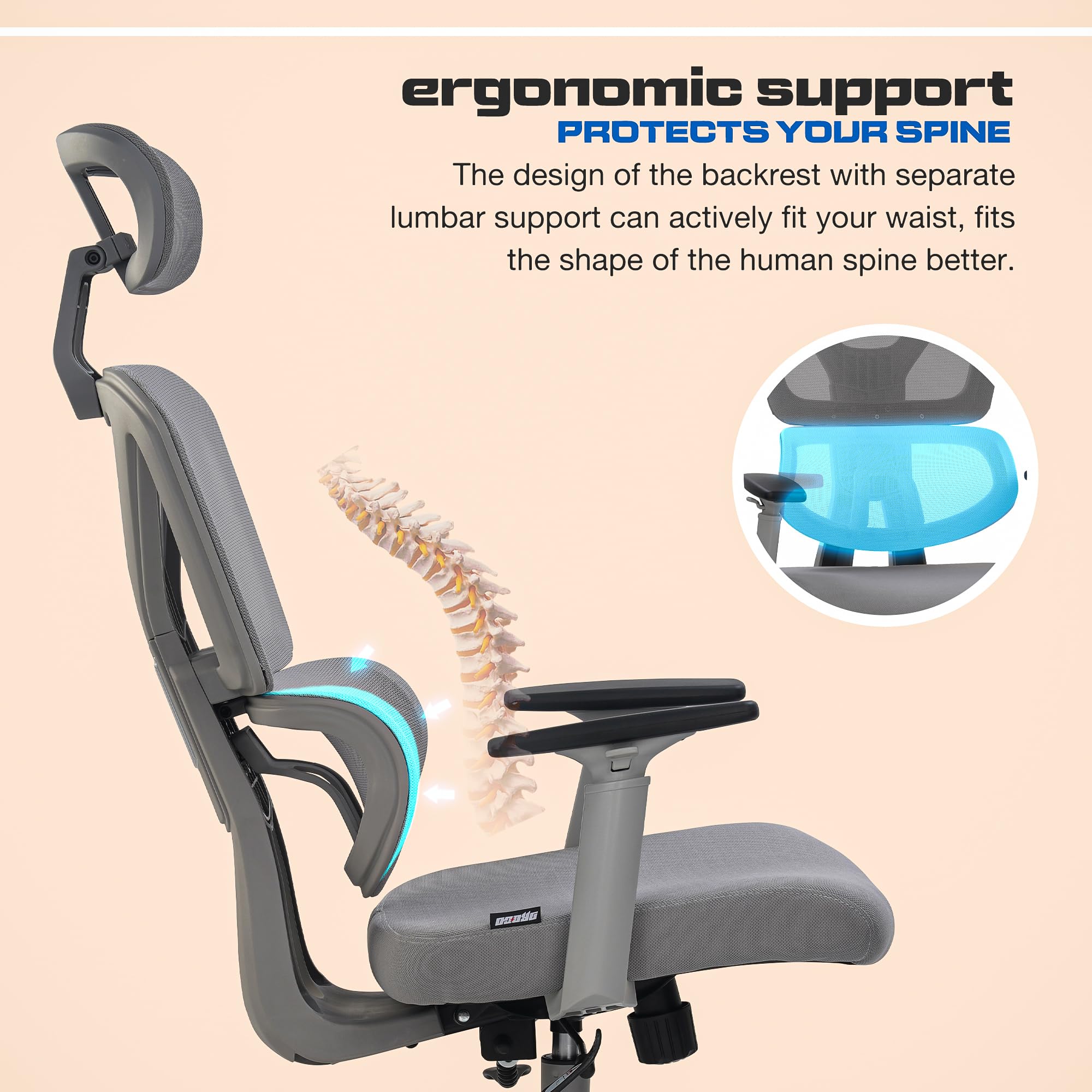 Drogo FlexY Series Ergonomic Office Mesh Chair with Armrest