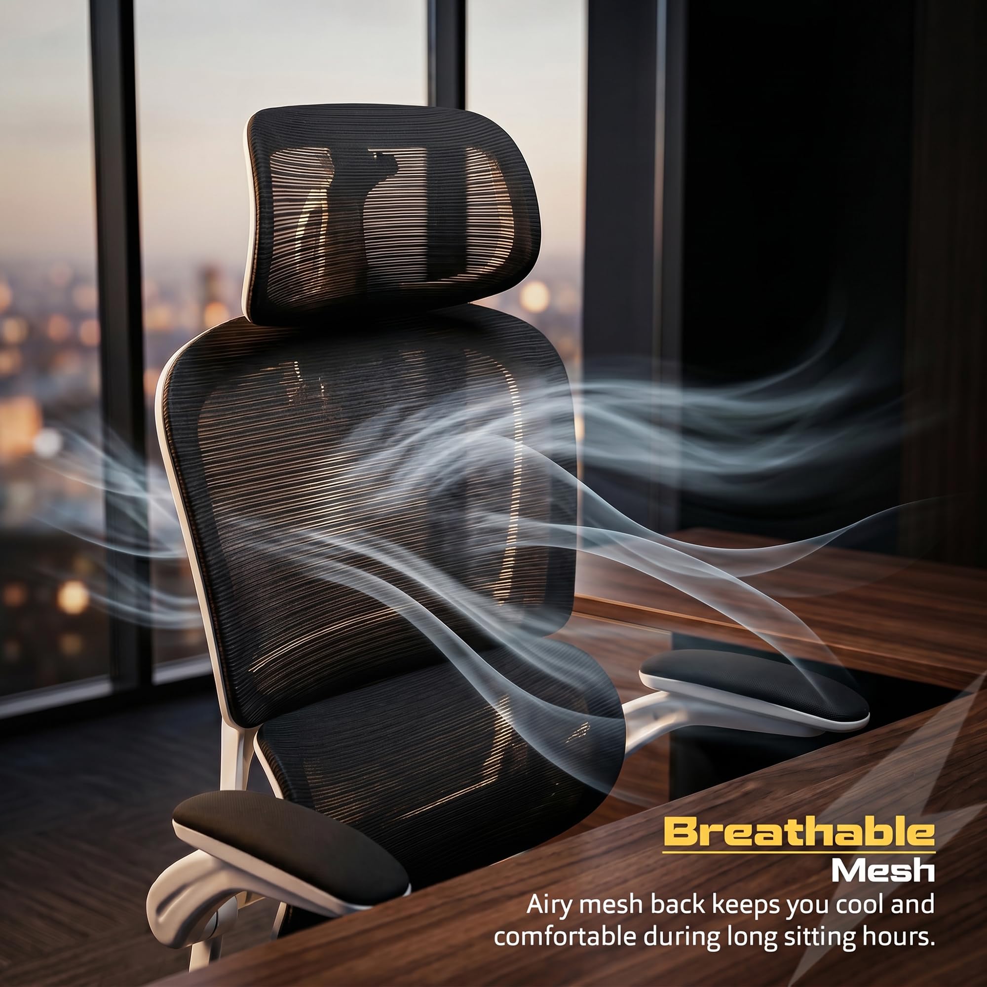 Drogo AeroFlex Ergonomic Office Chair for Work from Home, Flip-up Armrest & Recline