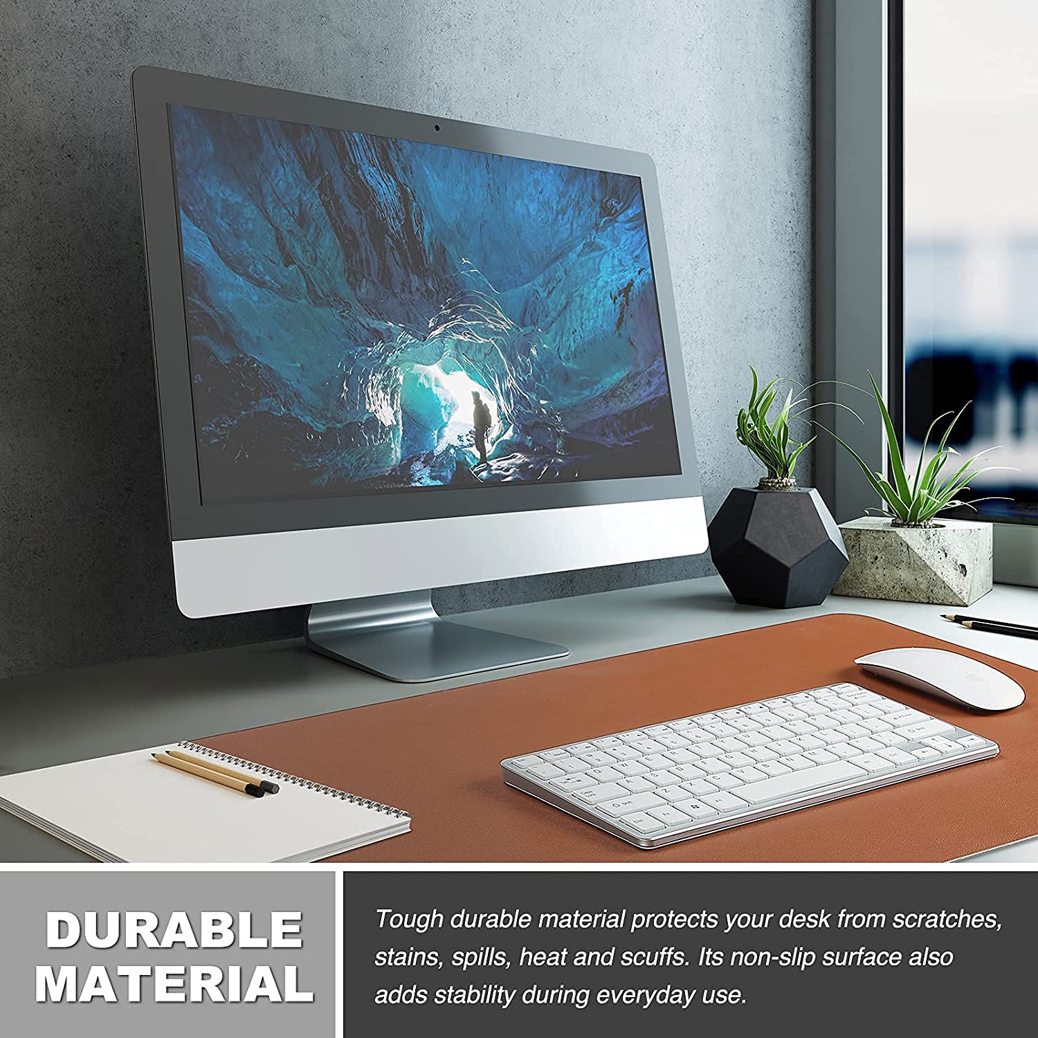 Drogo Dual-Sided Vegan Leather Mouse Pad Desk Mat for Office/Gaming (60x35cm)