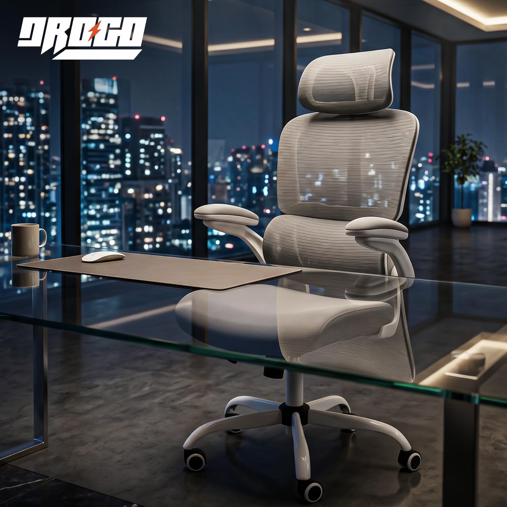 Drogo AeroFlex Ergonomic Office Chair for Work from Home, Flip-up Armrest & Recline