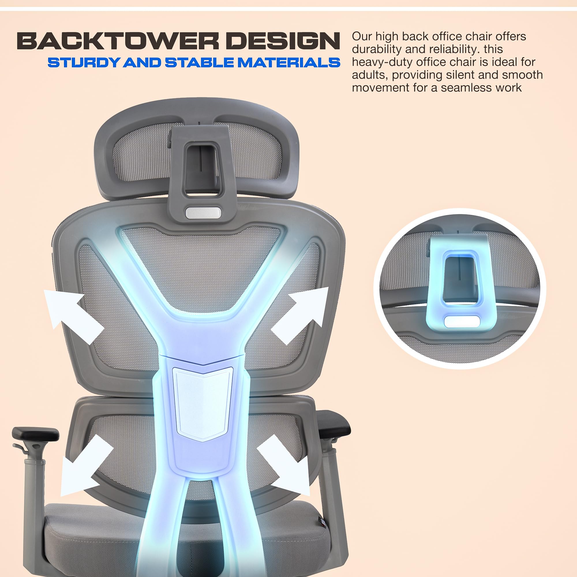 Drogo FlexY Series Ergonomic Office Mesh Chair with Armrest
