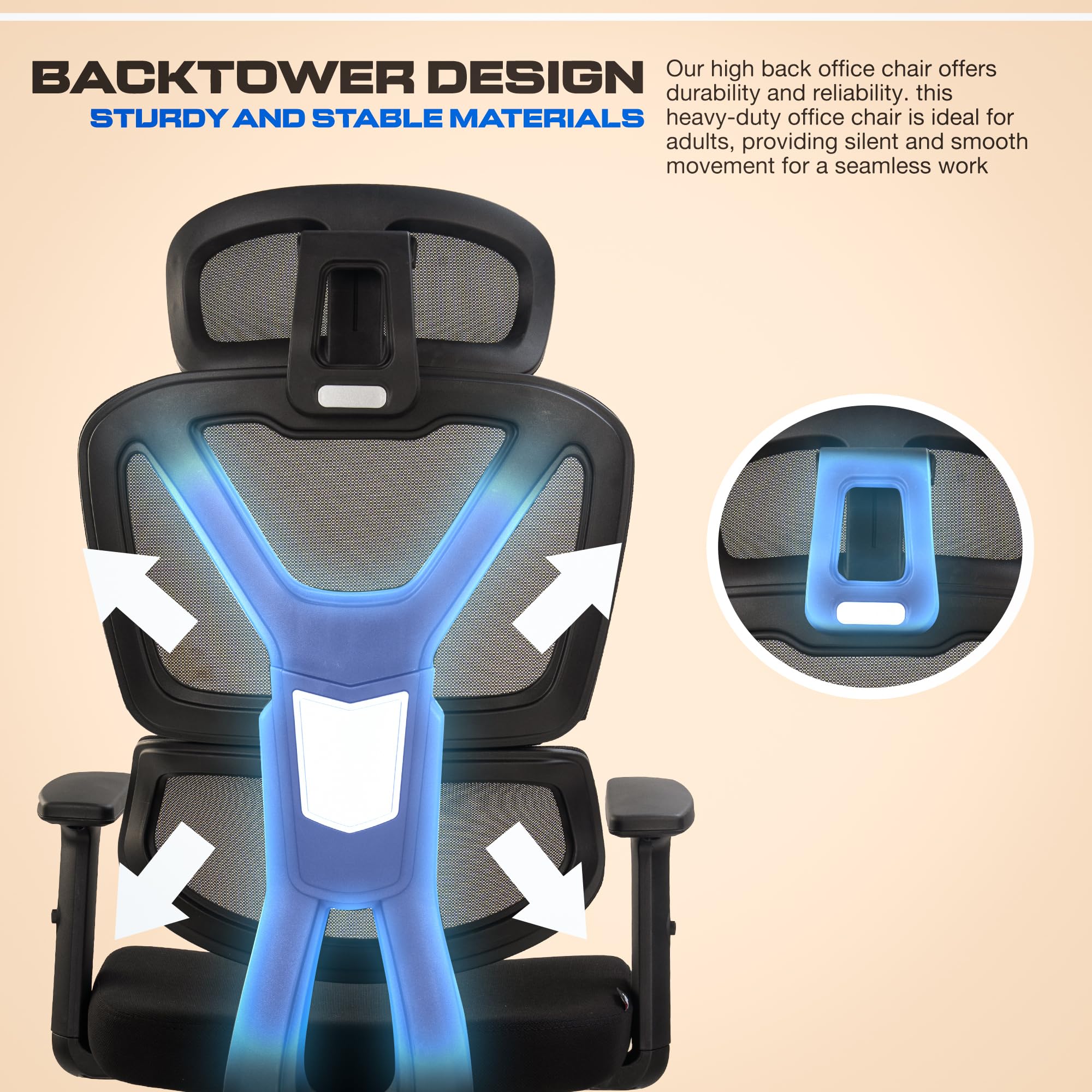Drogo FlexY Series Ergonomic Office Mesh Chair with Armrest