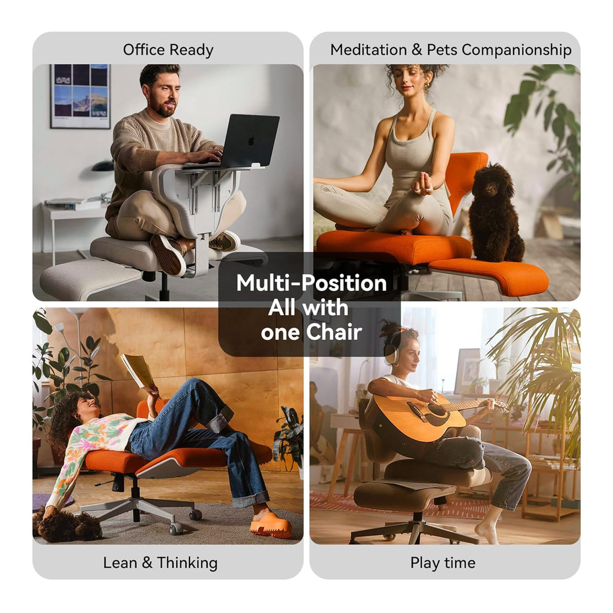 Freedom-X Multi-Position Cross Legged Office Chair (Grey)