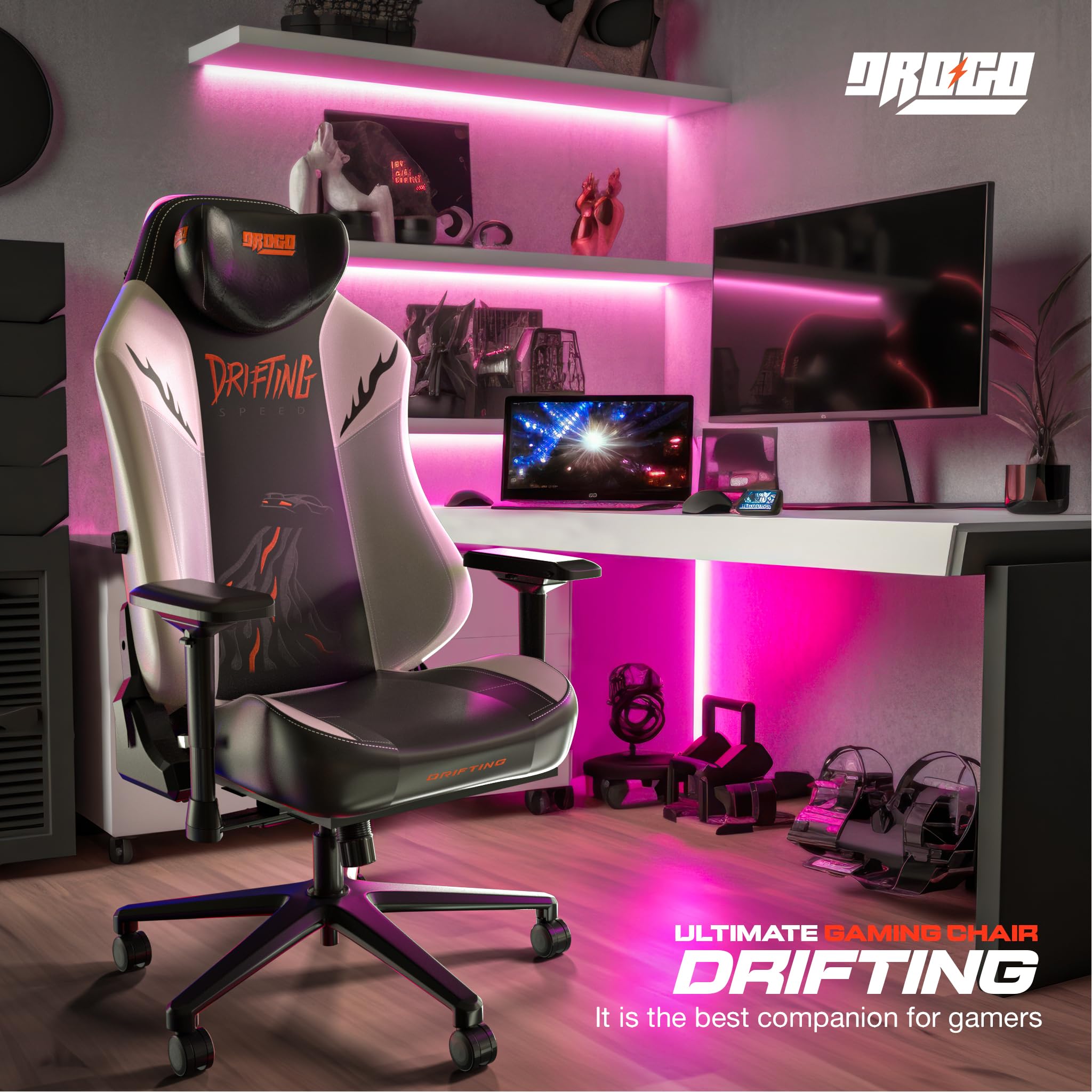 Drogo Drifting Series Ergonomic Gaming Chair with Premium Leatherette, 4D Armrest