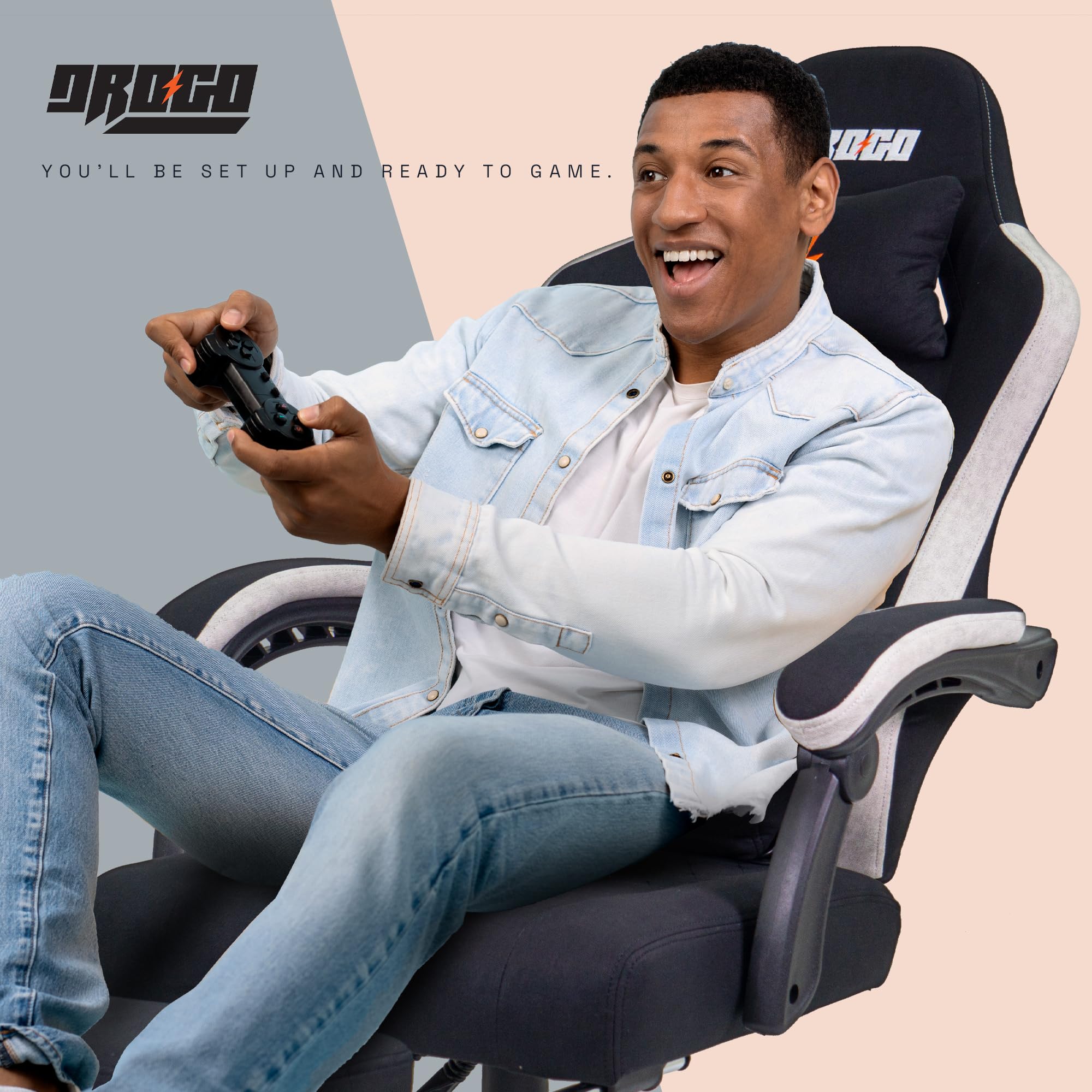 Drogo Throne Ergonomic Gaming Chair With Linkage Armrest,Foot Rest,& Adjustable Seat