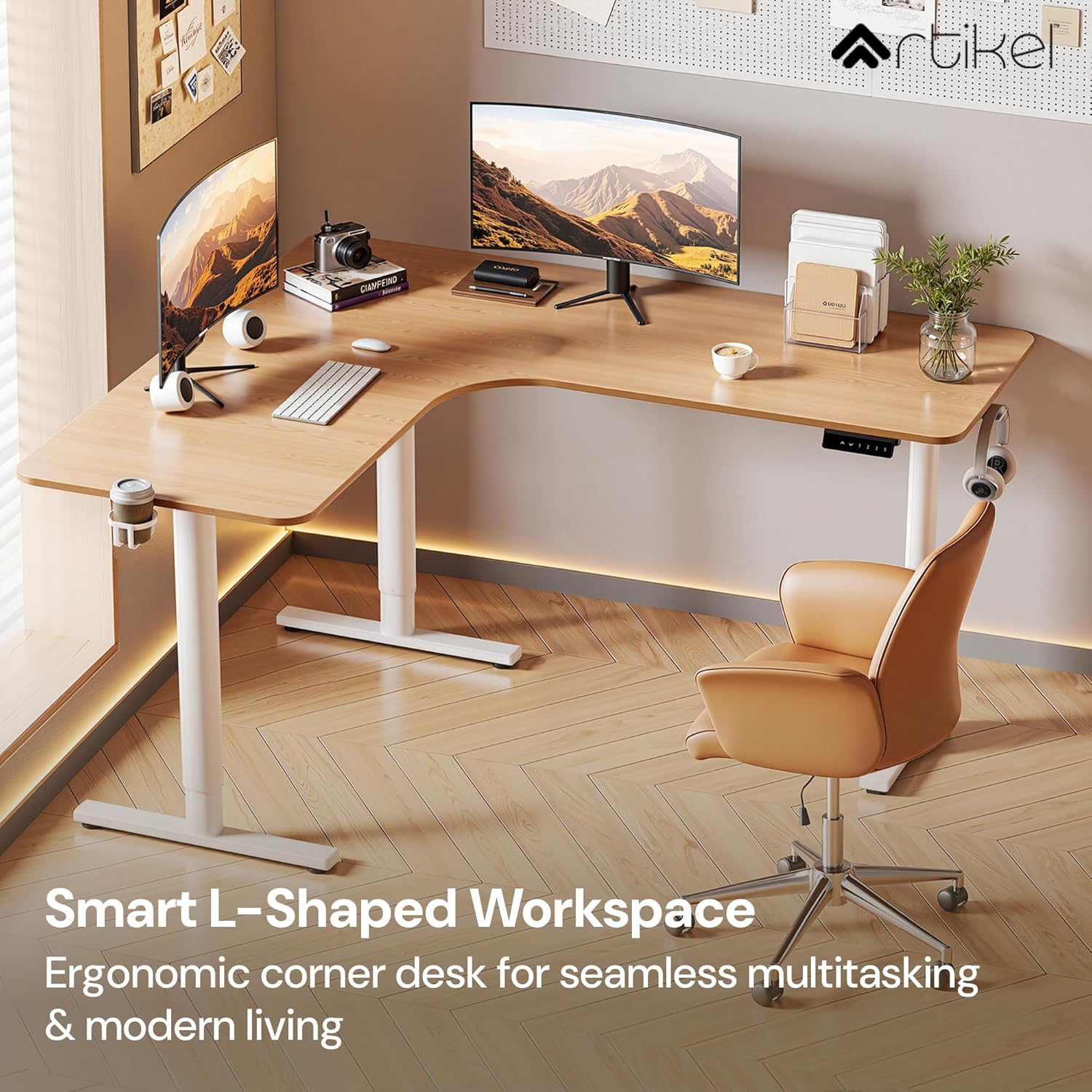 Drogo Elle L-Shaped Electric Height Adjustable Executive Desk (160 ร 140 ร 60 cm) Drogo