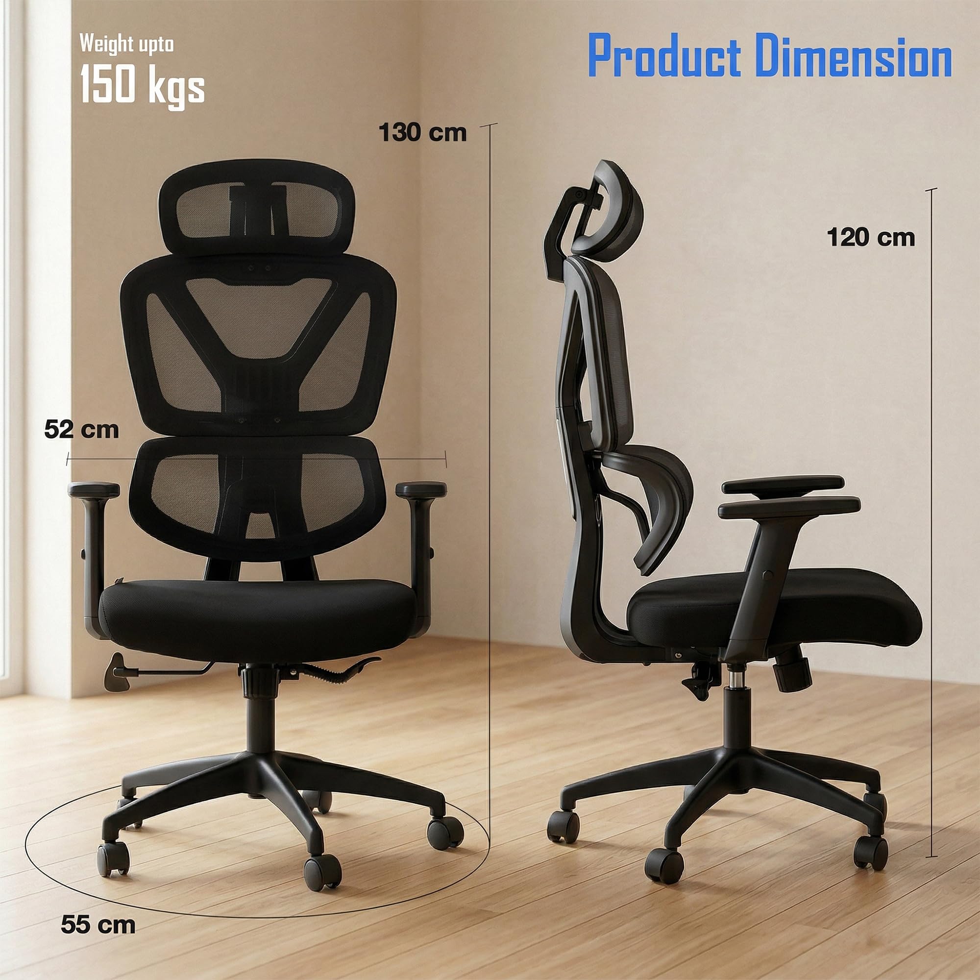Drogo FlexY Series Ergonomic Office Mesh Chair with Armrest
