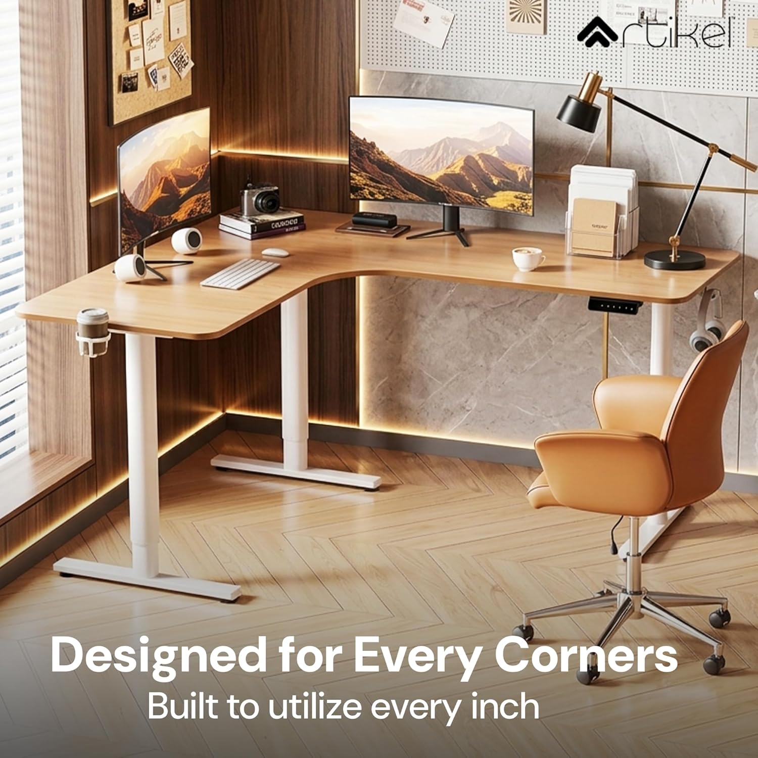 Drogo Elle L-Shaped Electric Height Adjustable Executive Desk (160 ร 140 ร 60 cm) Drogo