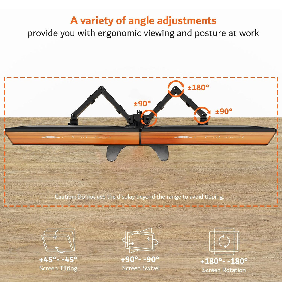 Drogo Artikel Dual Monitor Mount Adjustable VESA Arms C-Clamp & Grommet Fits 32 inch Screens