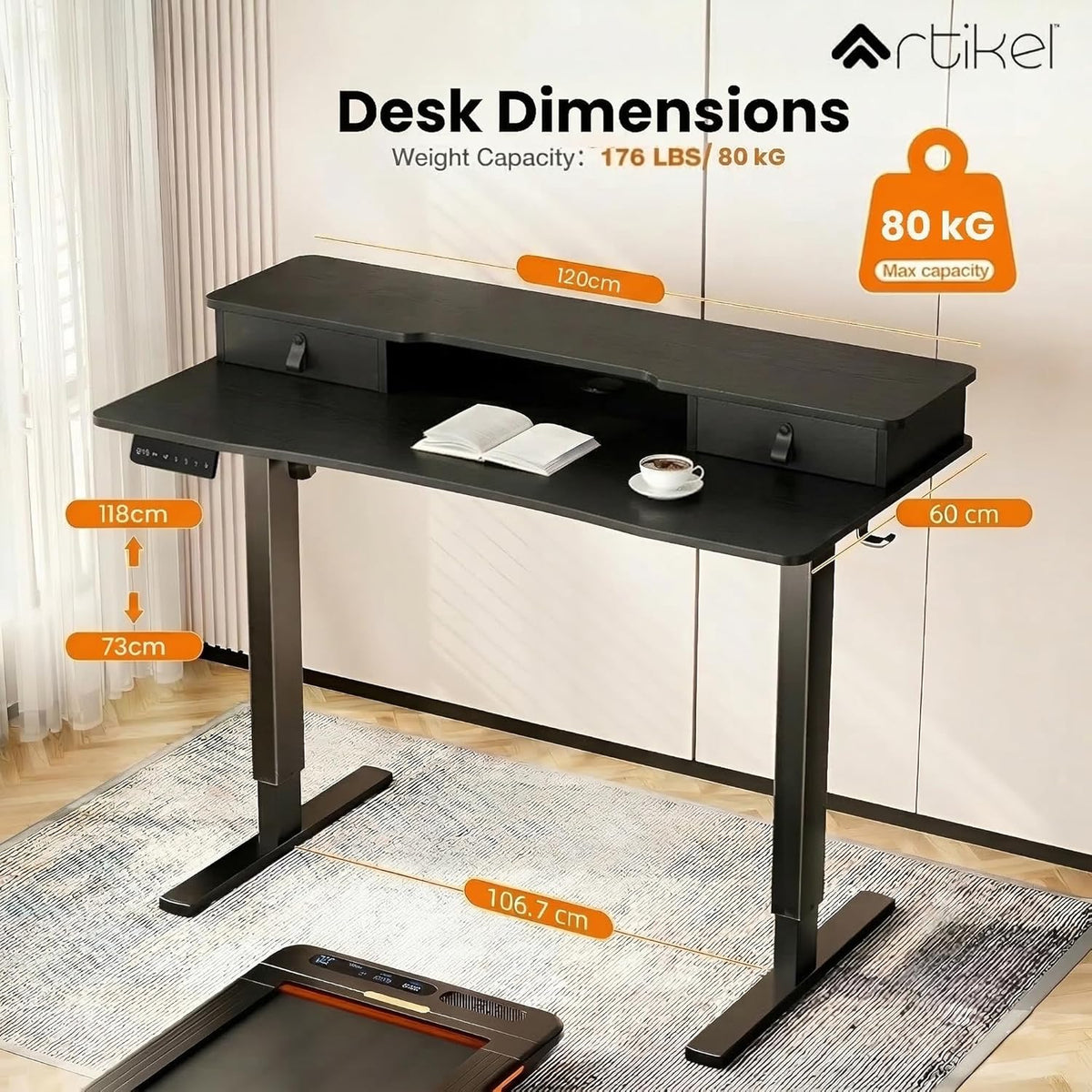 Drogo Valor Lite Electric Height Adjustable Standing Desk (120x60cm) Drogo