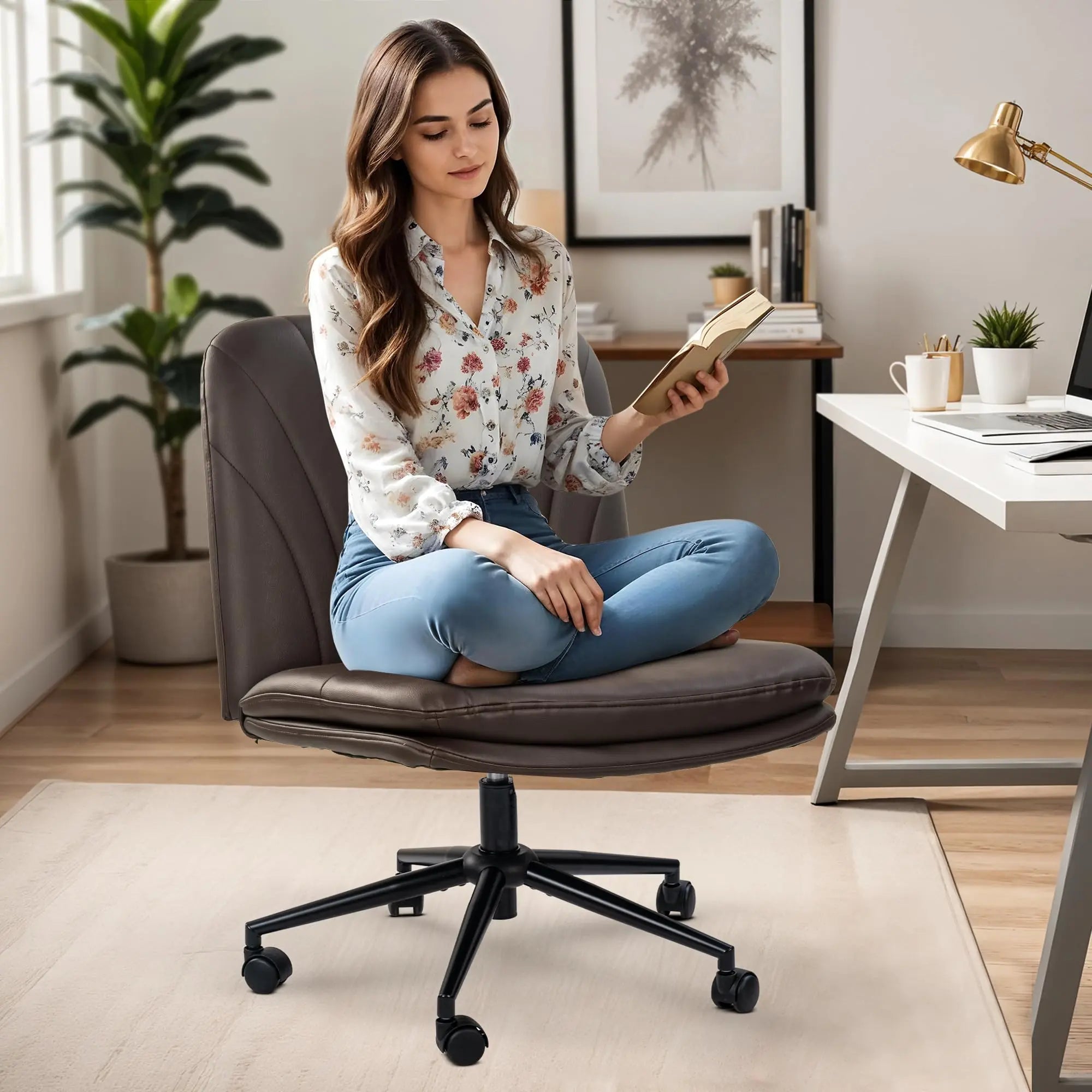 Drogo Zen Pro Cross Legged Chair for Work from Home, Cross Legged Wide Computer Chair Galaxy Incorporation
