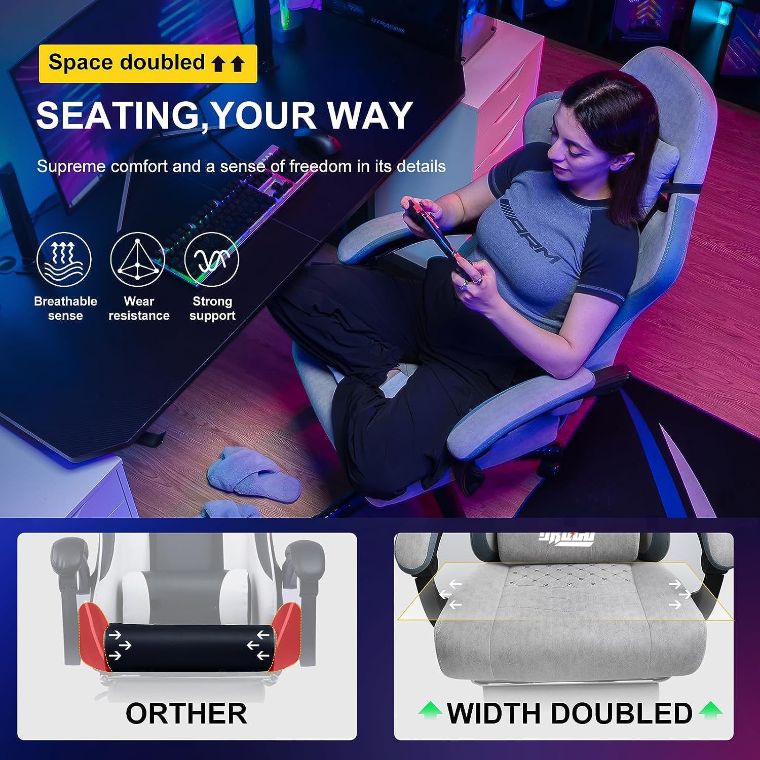 Drogo Throne Ergonomic Gaming Chair With Linkage Armrest,Foot Rest,& Adjustable Seat