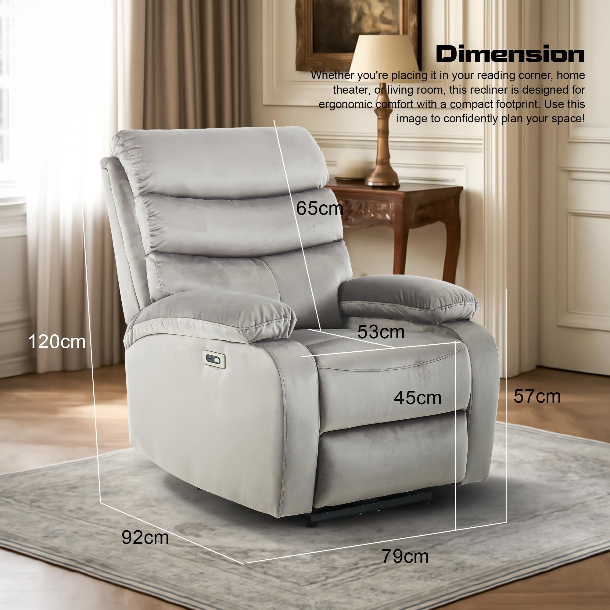 DROGO Valerium Electric Motorised 1 Seater Recliner Sofa with Rapid Recline Technology