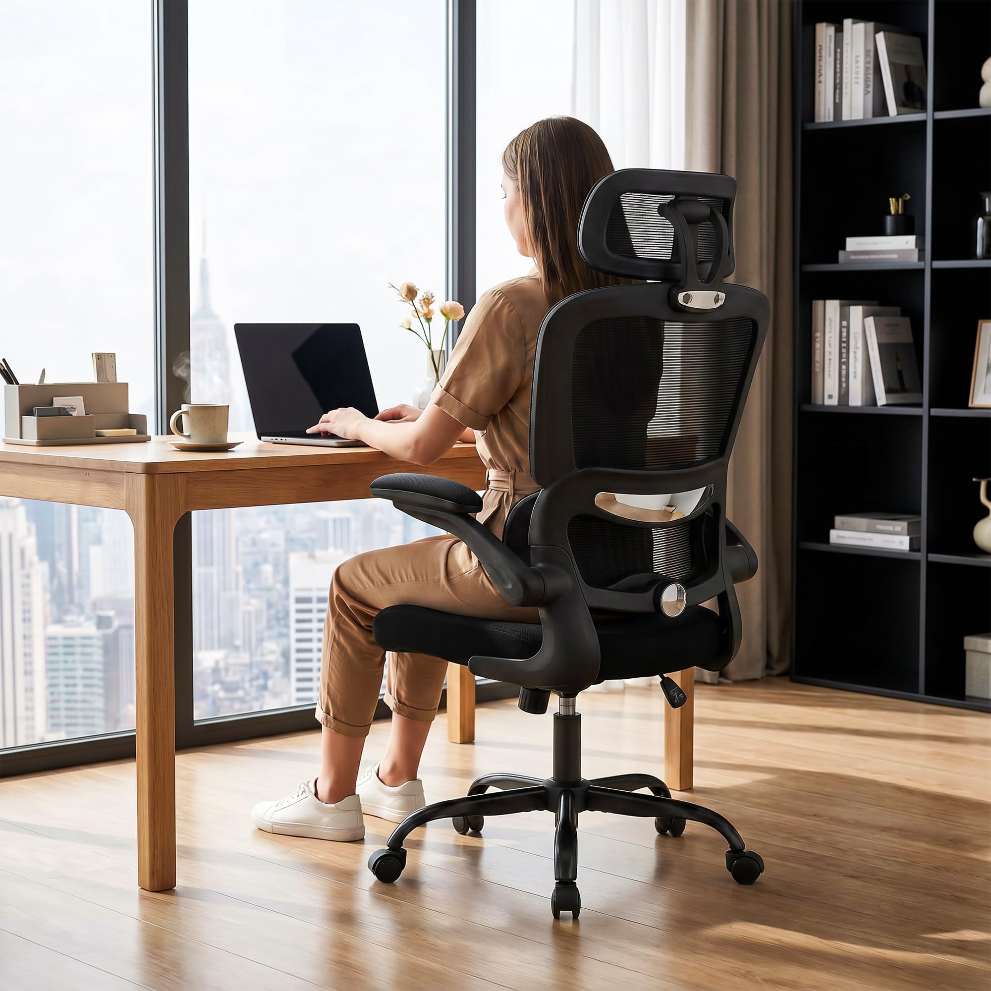 Drogo AeroFlex Ergonomic Office Chair for Work from Home, Flip-up Armrest & Recline