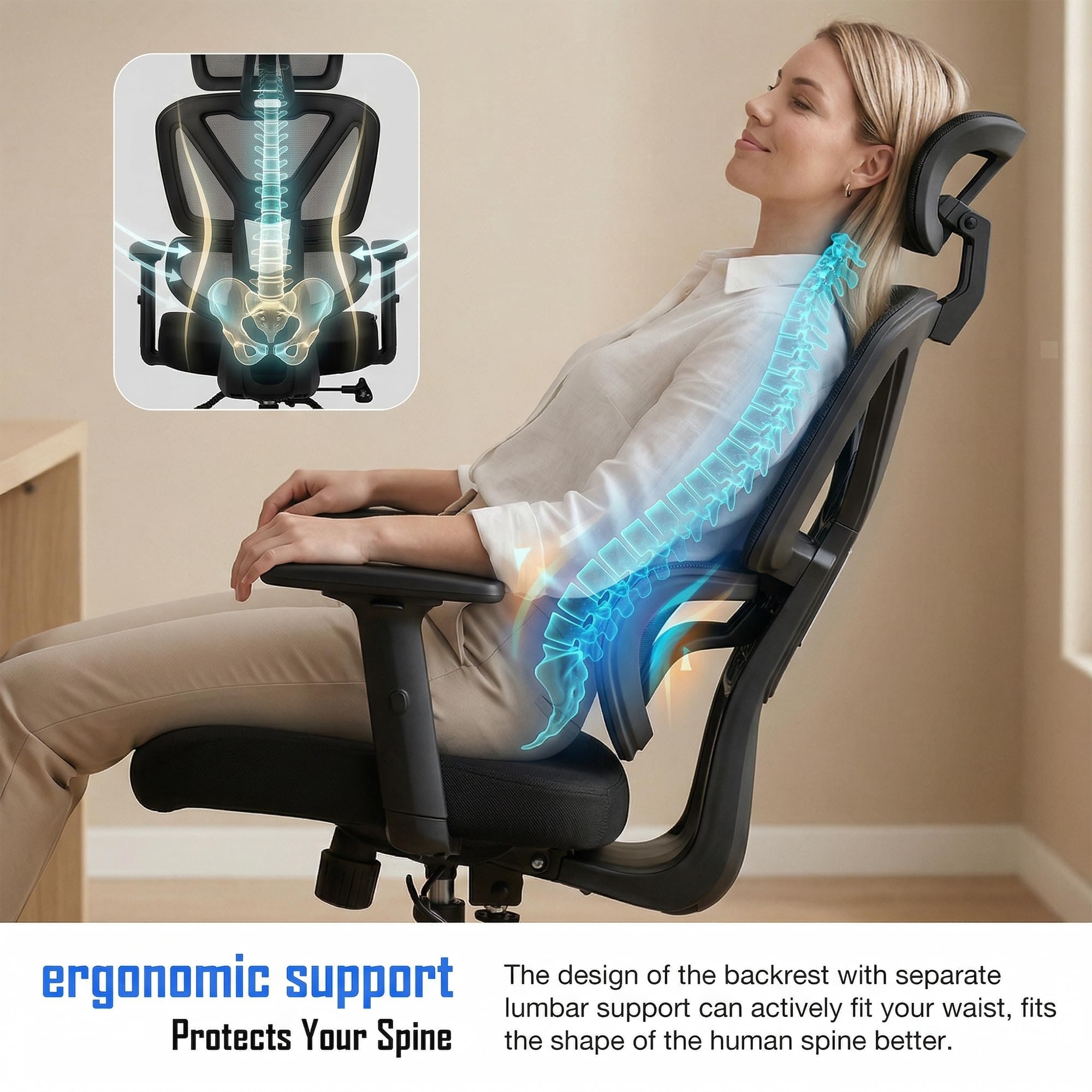 Drogo FlexY Series Ergonomic Office Mesh Chair with Armrest