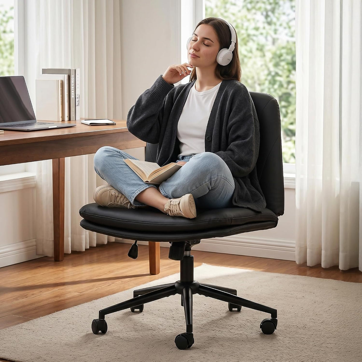 Zen Cross Legged Chair for Work from Home (Beige)