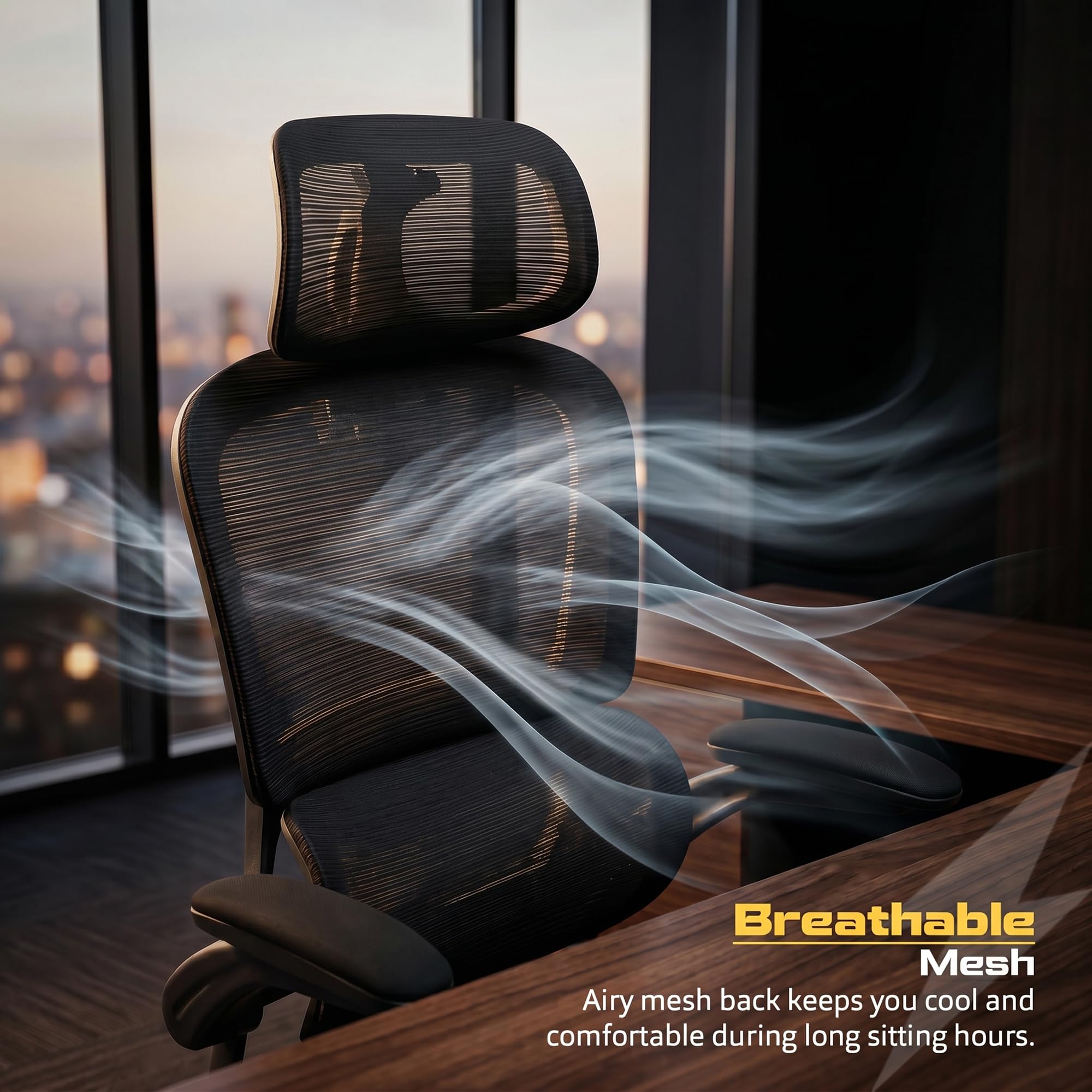 Drogo AeroFlex Ergonomic Office Chair for Work from Home, Flip-up Armrest & Recline