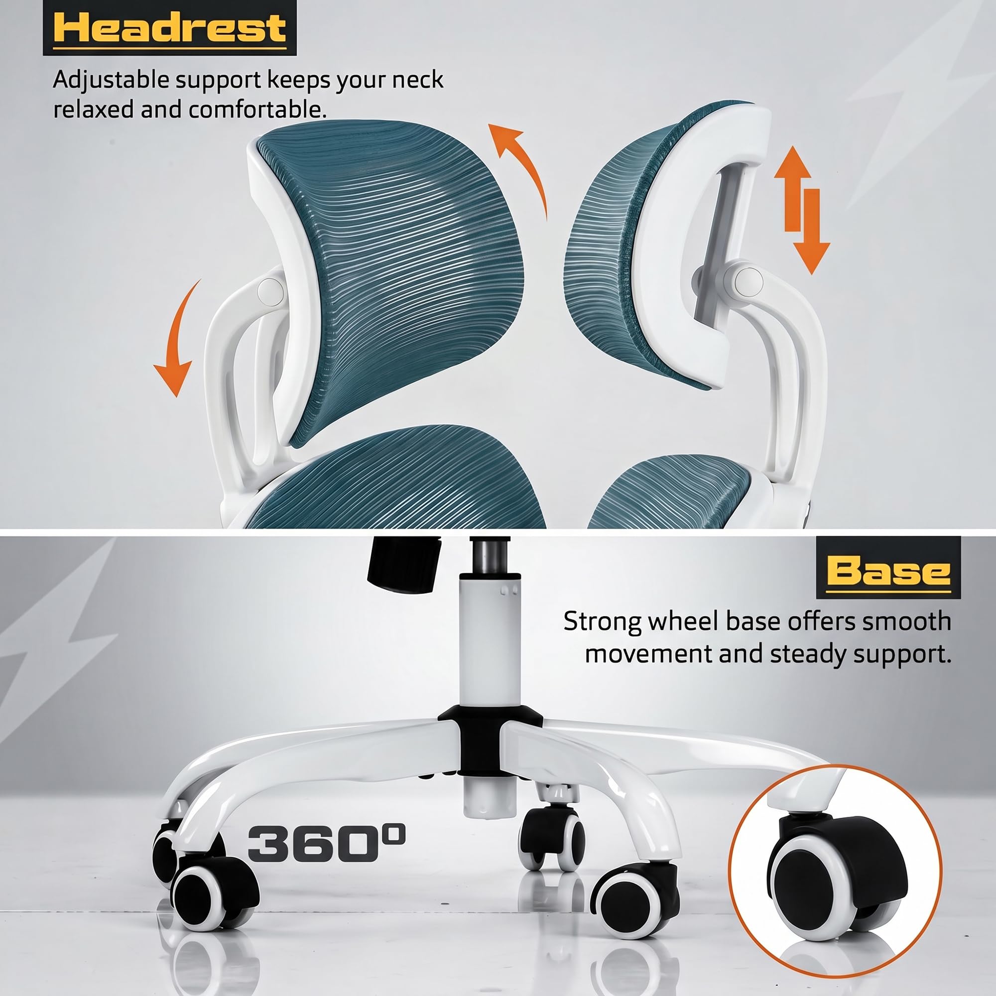 Drogo AeroFlex Ergonomic Office Chair for Work from Home, Flip-up Armrest & Recline