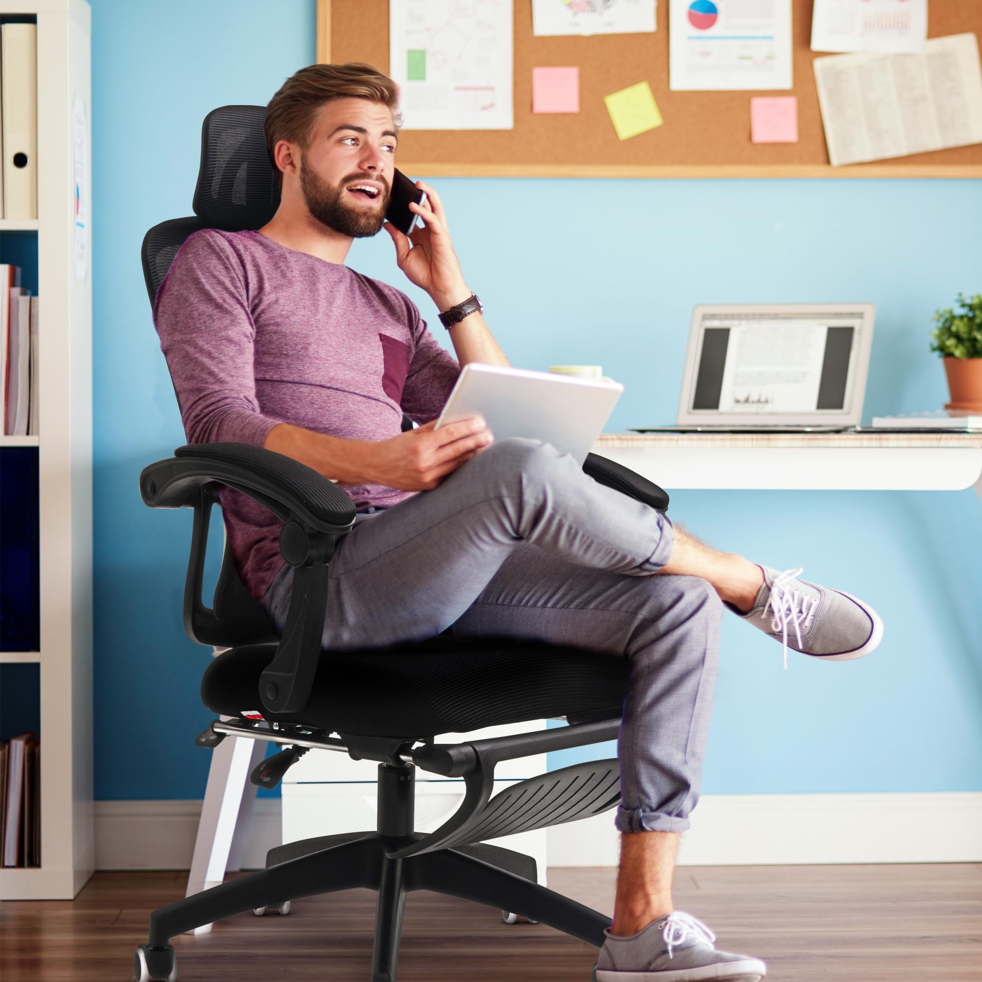 Ergonomic desk and online chair