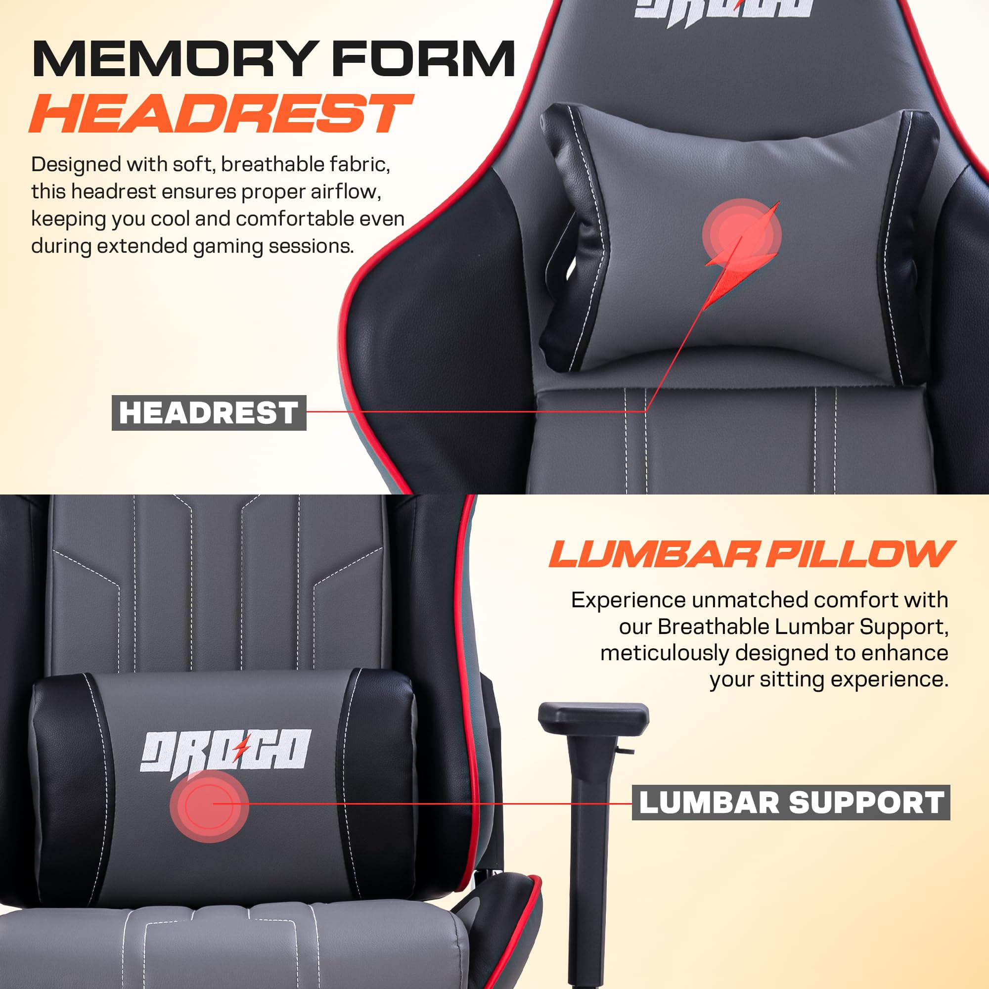 Drogo Wrath Pro Ergonomic Gaming Chair with Adjustable Seat, PU Leather