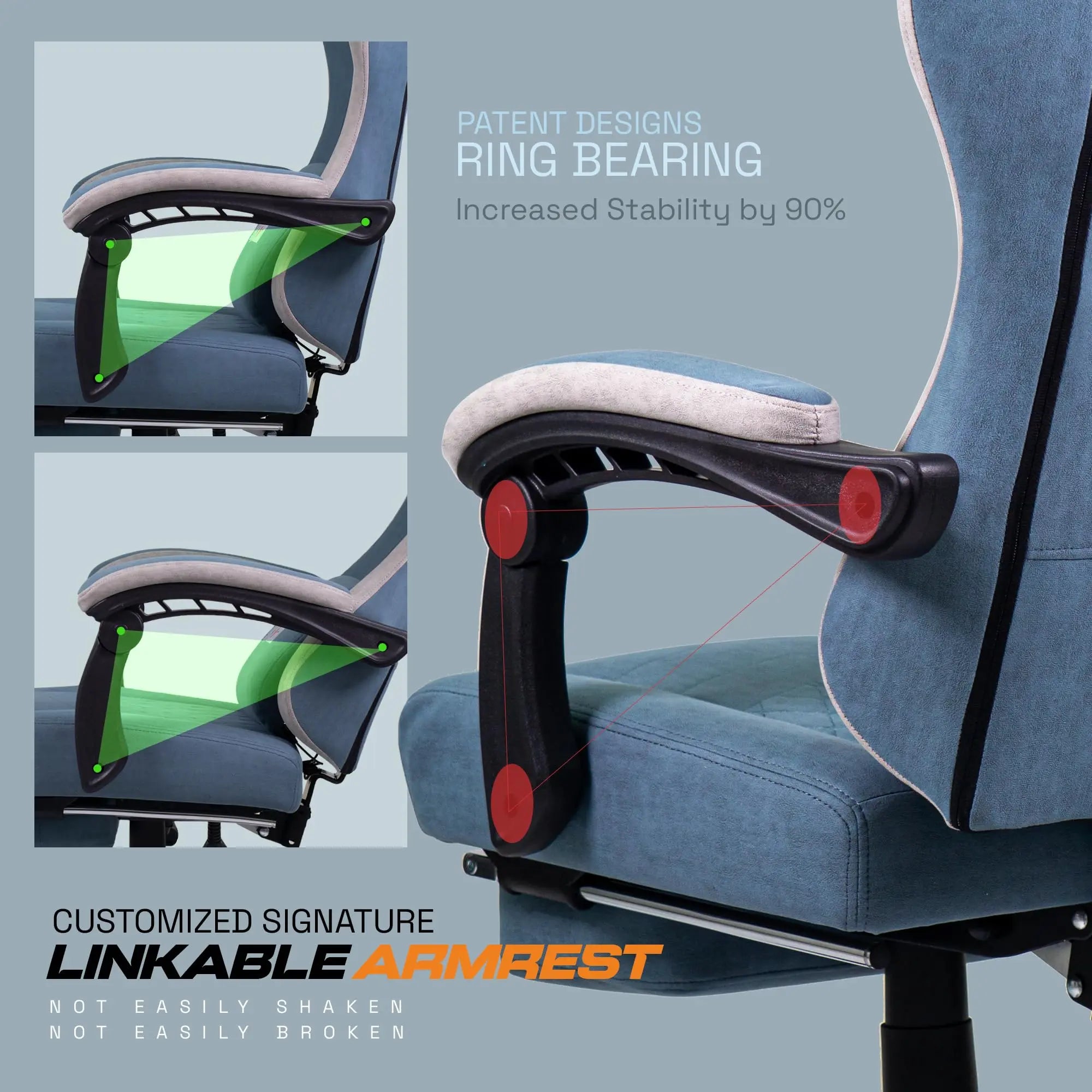 Drogo Throne Ergonomic Gaming Chair With Linkage Armrest,Foot Rest,& Adjustable Seat Galaxy Incorporation