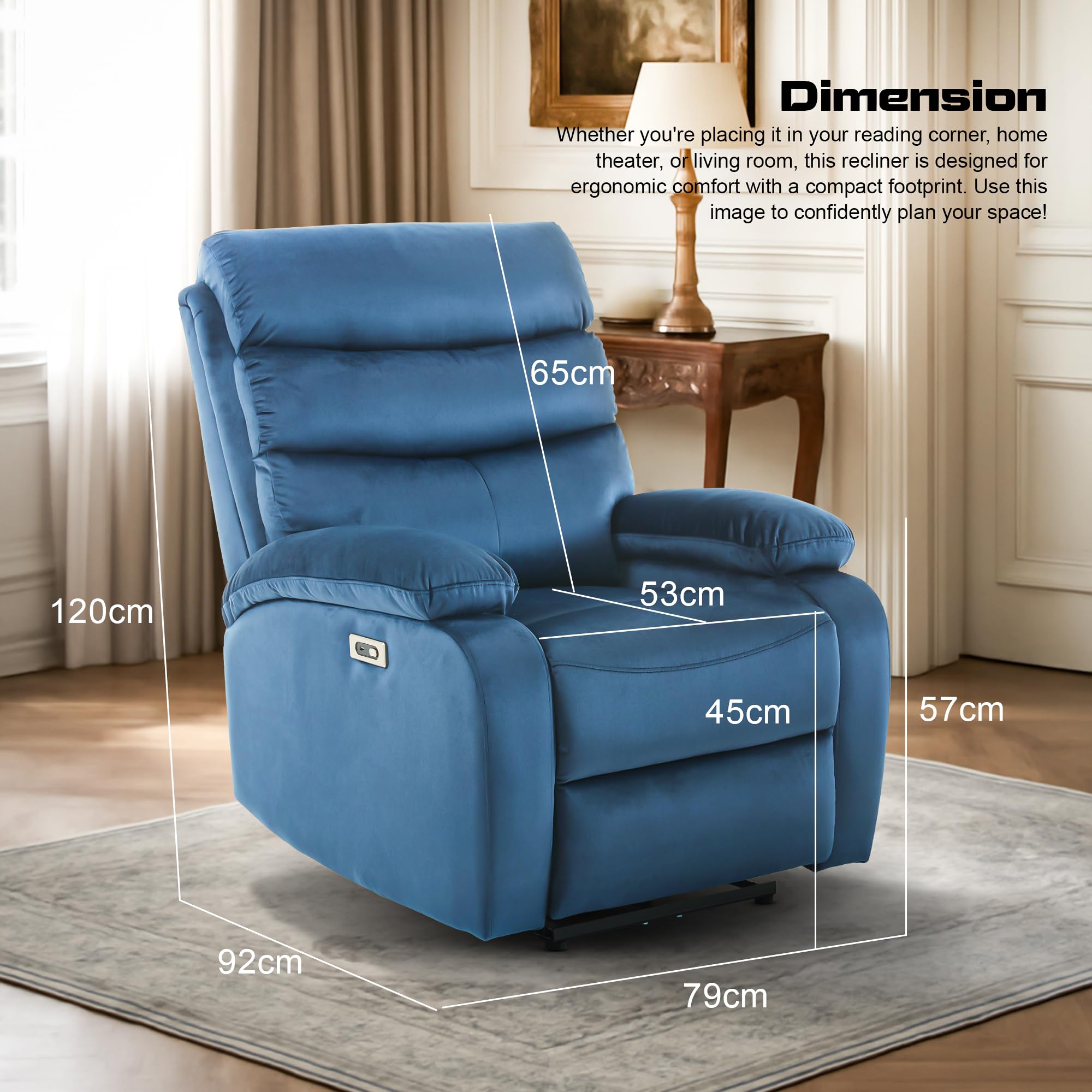 Drogo Valerium Electric Motorised 1 Seater Recliner Sofa with Rapid Recline Technology
