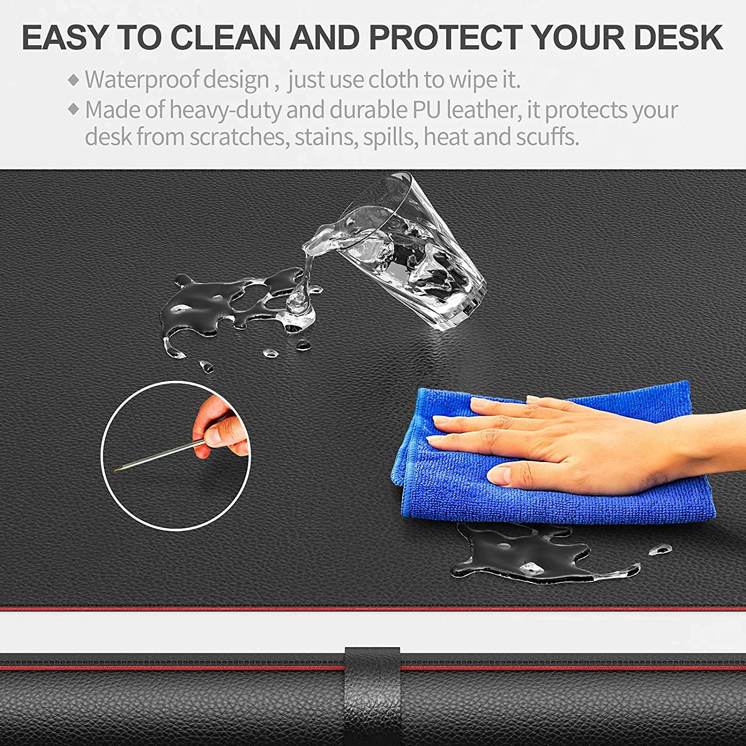 Drogo Dual-Sided Vegan Leather Mouse Pad Desk Mat for Office/Gaming (80x40cm)
