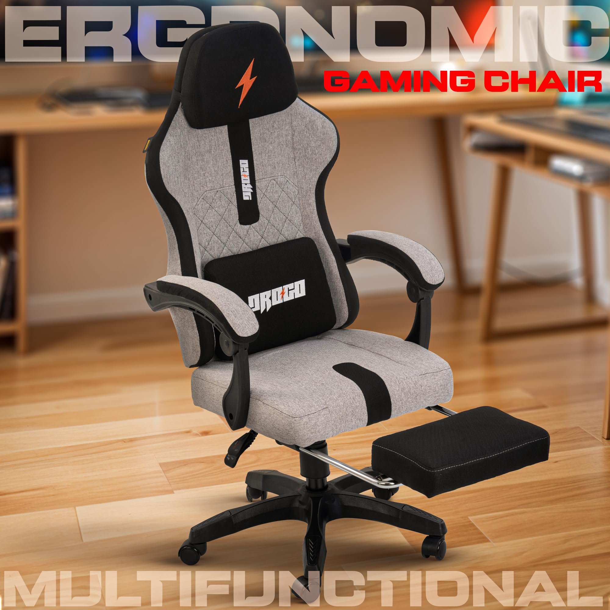 Drogo ComfortMax Ergonomic Gaming Chair with Breathable Fabric, Adjustable Neck