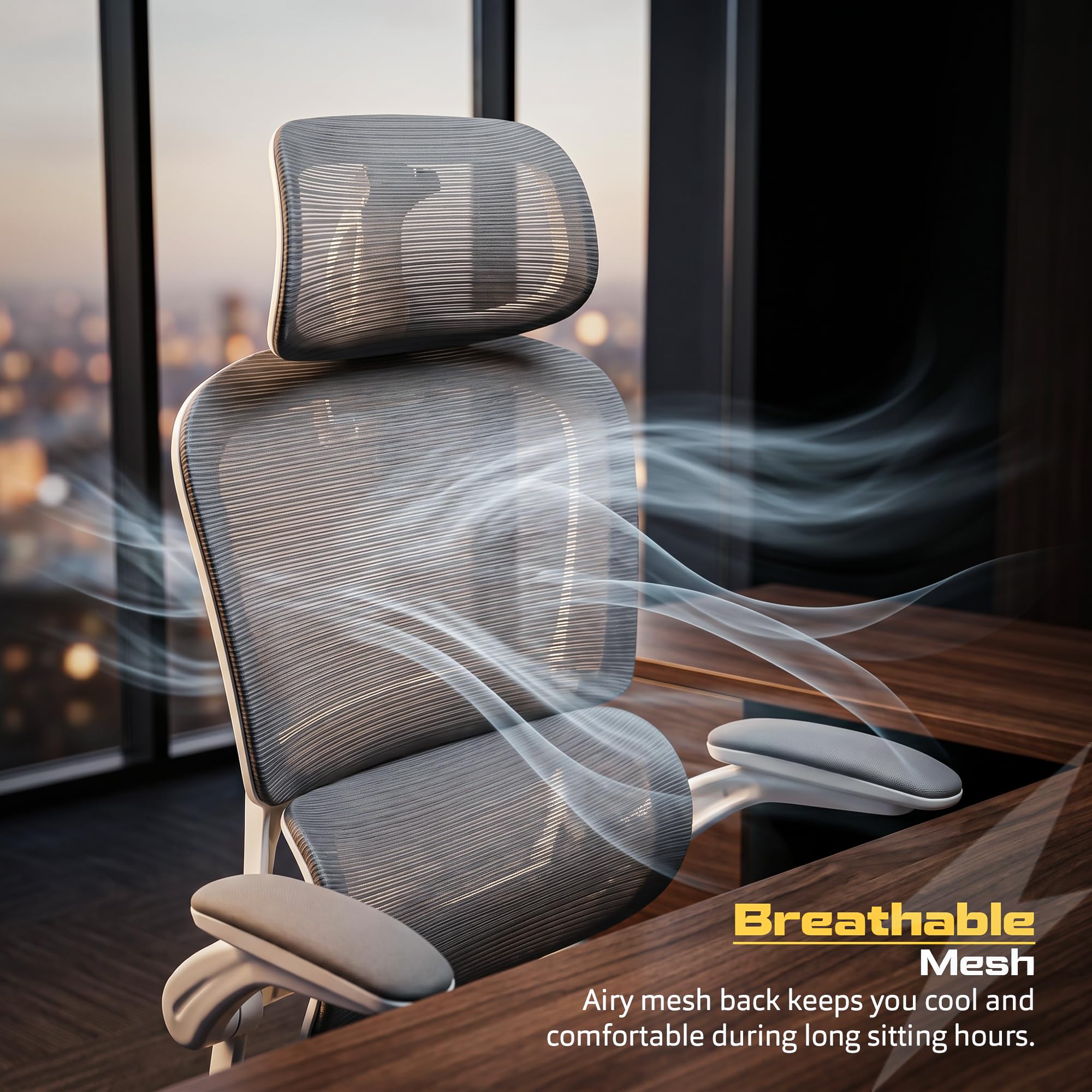 Drogo AeroFlex Ergonomic Office Chair for Work from Home, Flip-up Armrest & Recline
