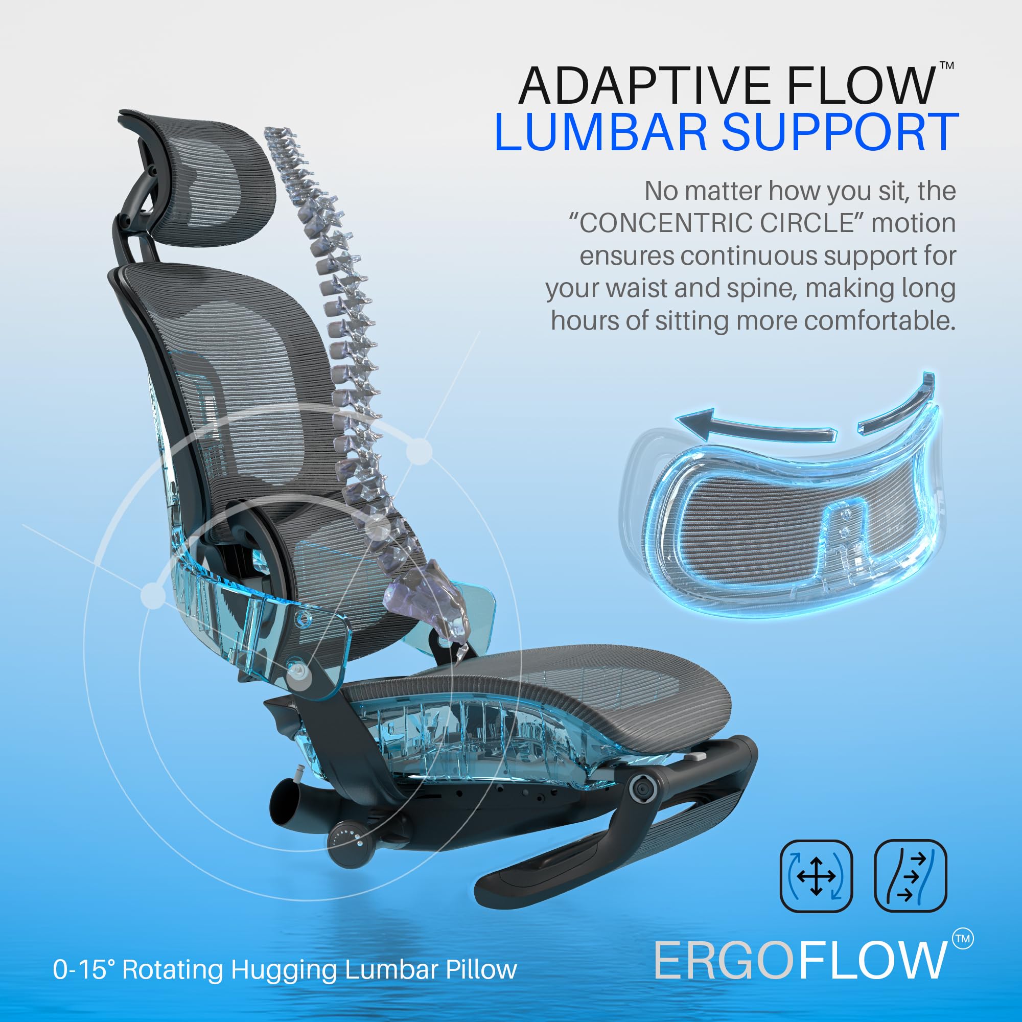 Drogo Ergo Flow Ergonomic Office Chair with Dynamic Lumbar Support & 3D Headrest