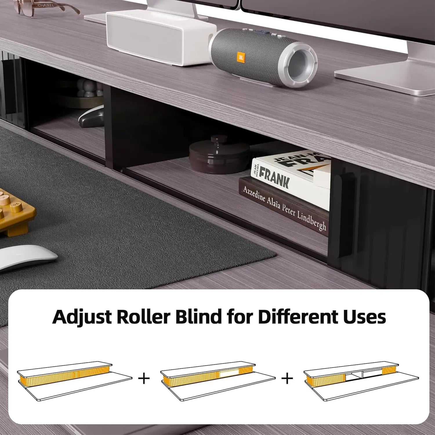 Drogo Artikel Groove Electric Height Adjustable Standing Desk with Roller Shutter Door Storage Drogo India