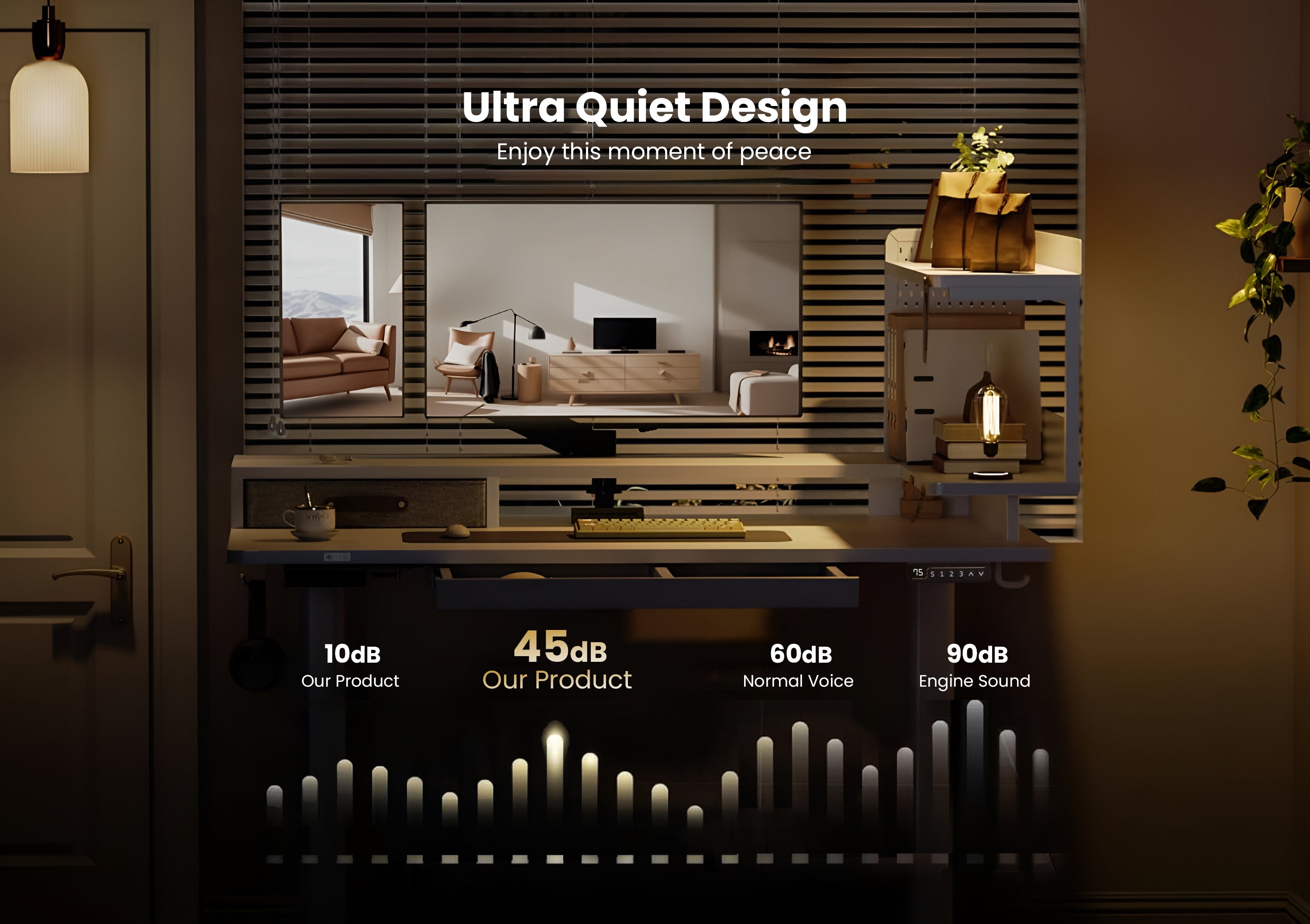 Drogo Artikel Stackon Electric Height Adjustable Standing Desk with Shelves, Keyboard Tray (Right Cabinet)