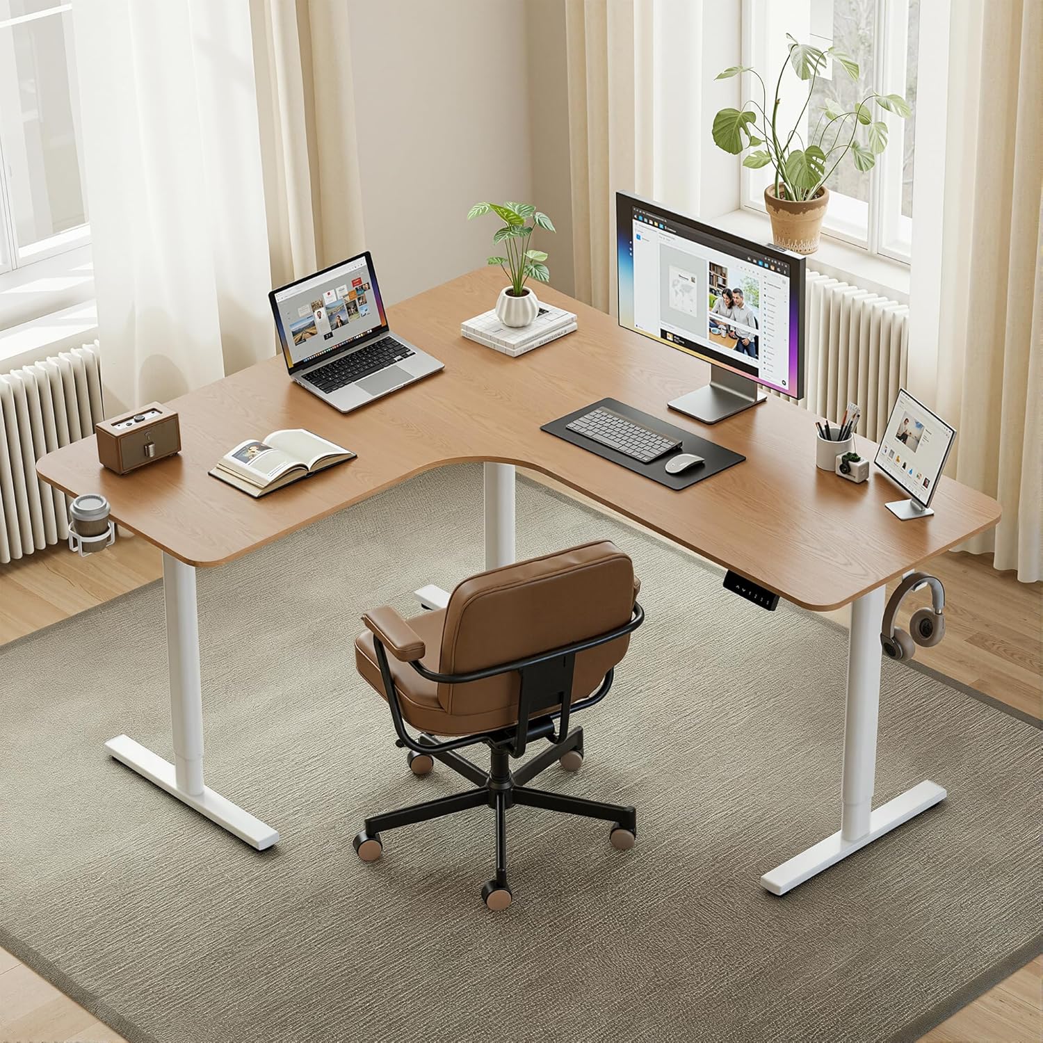 Drogo Elle L-Shaped Electric Height Adjustable Executive Desk (160 ร 140 ร 60 cm) Drogo