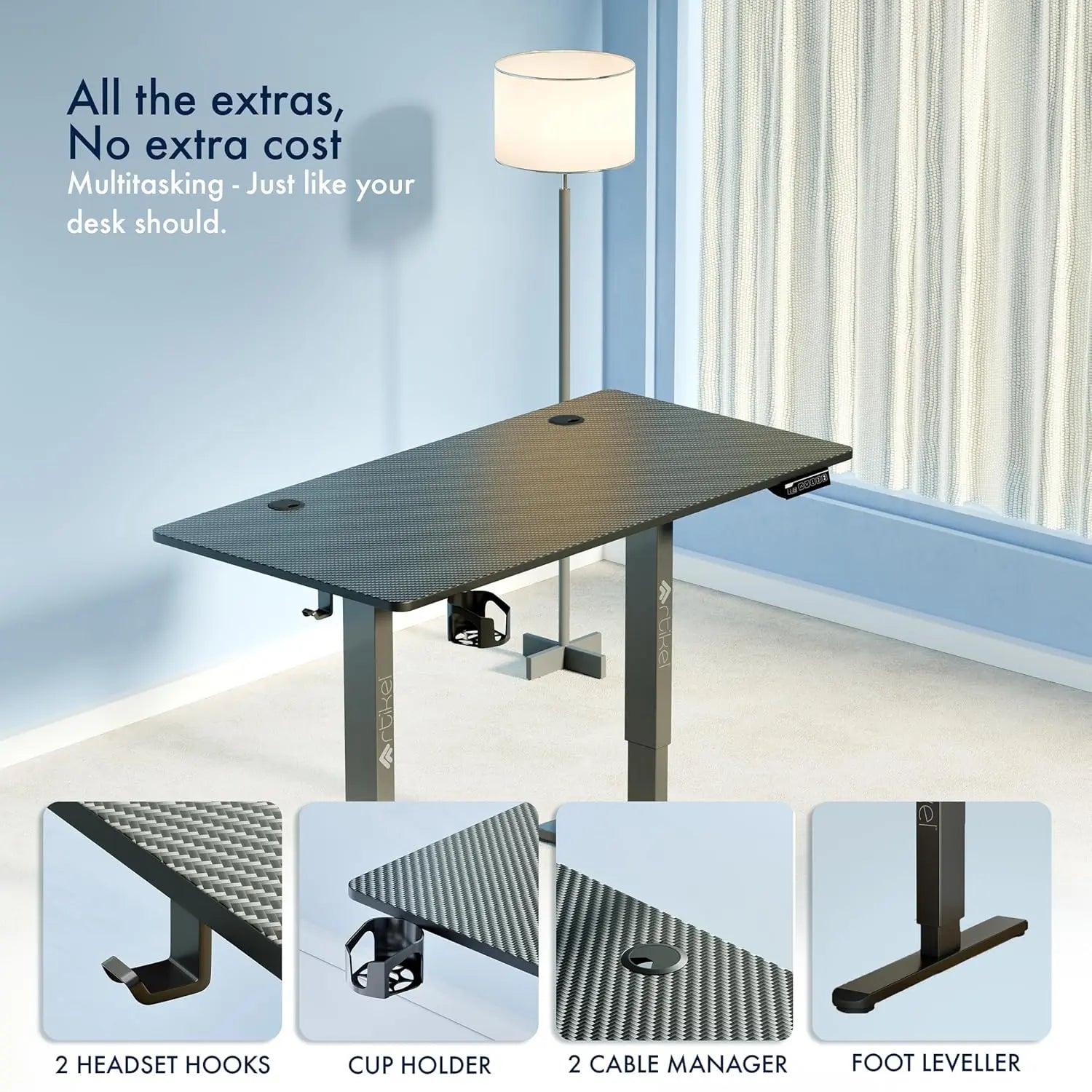 Drogo Eco Electric Height Adjustable Table for Office Work & Home Sit Stand Gaming Desk (120x60cm) Drogo India