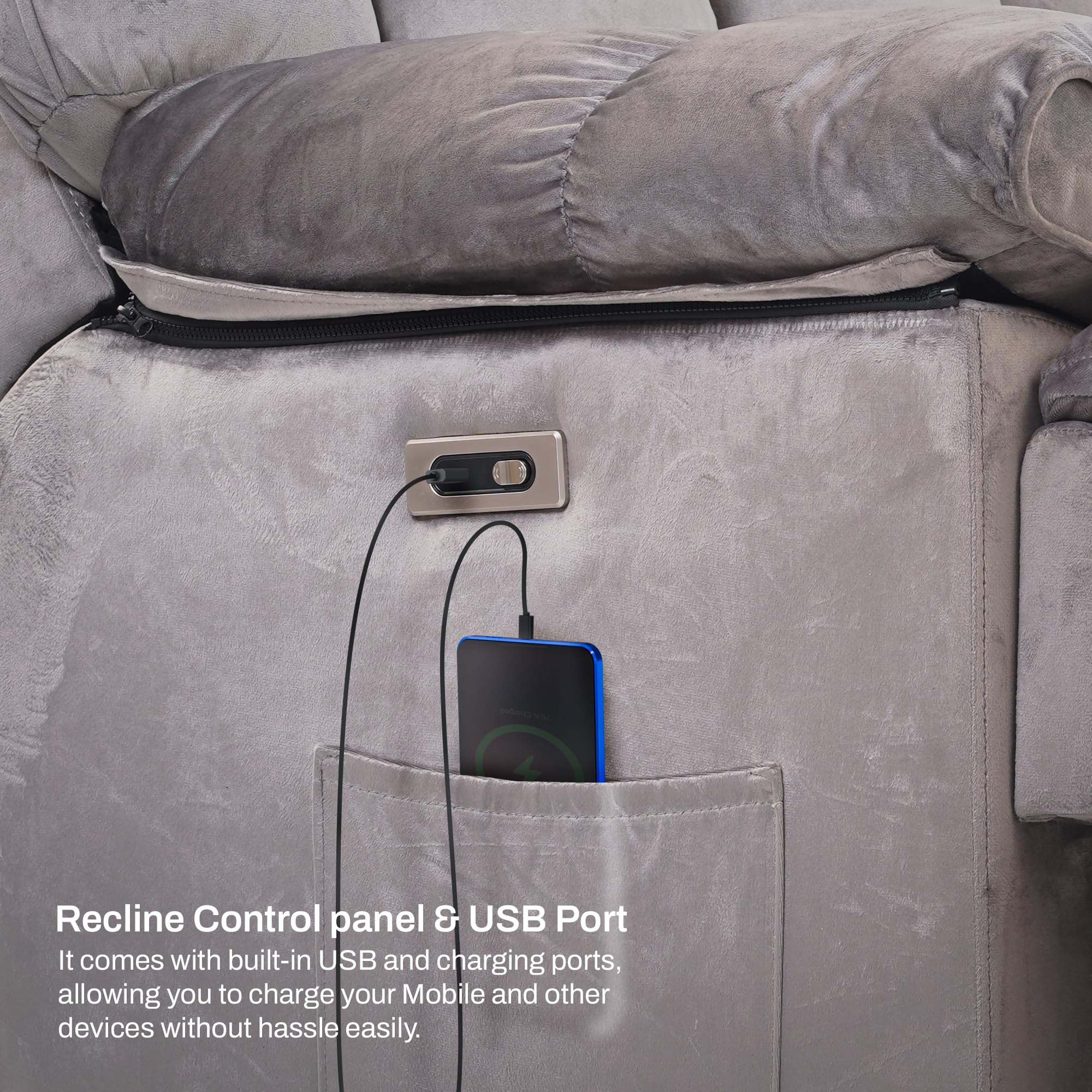 Drogo Evo Lounge Oversized Motorised Single Seater Recliner Sofa with Rapid Recline Technology