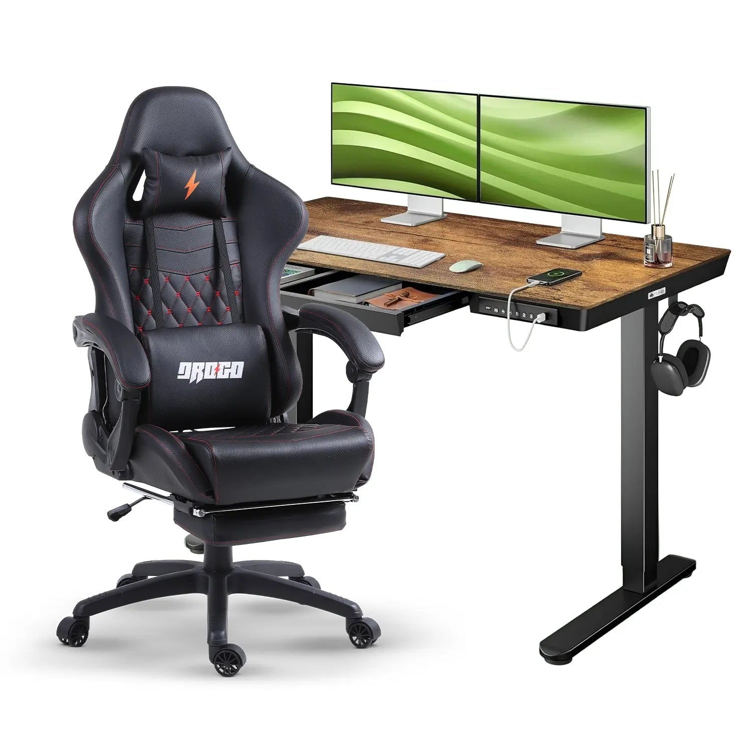 Drogo Emperor Gaming Chair + Artikel Pro Height Adjustable Desk – Work & Play Productivity Bundle Drogo India