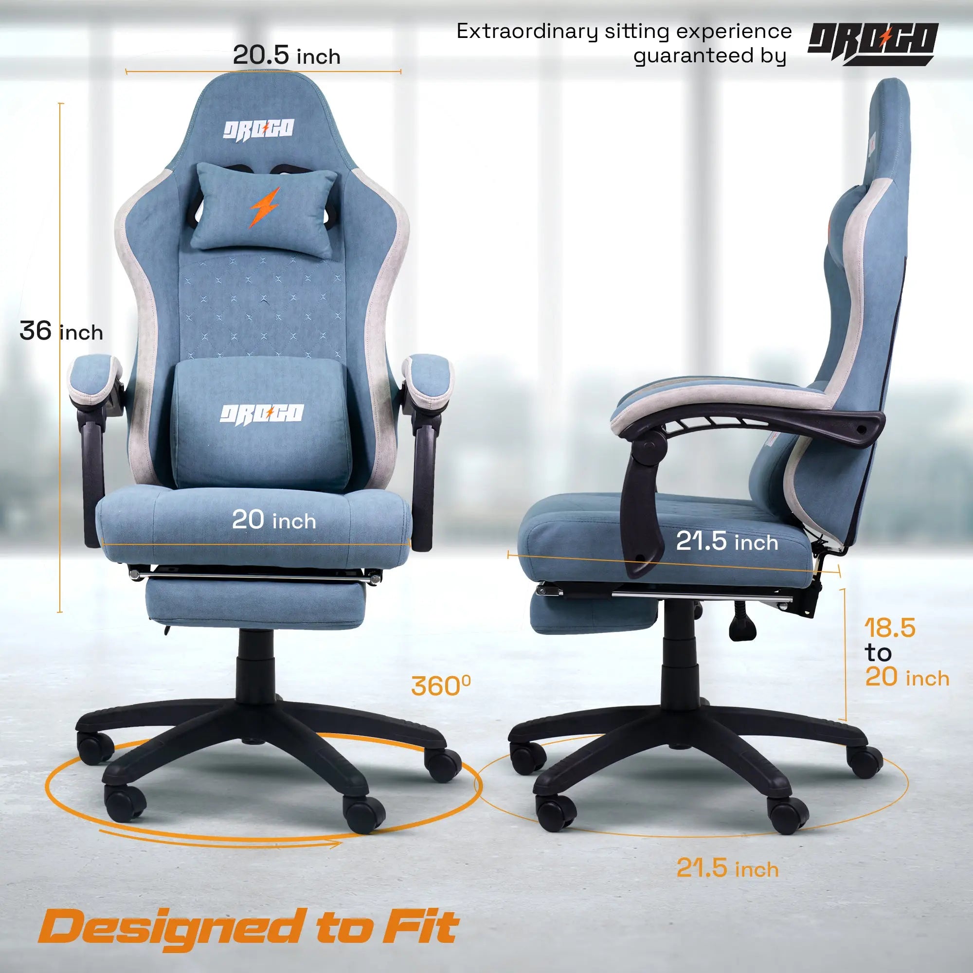 Drogo Throne Ergonomic Gaming Chair With Linkage Armrest,Foot Rest,& Adjustable Seat Galaxy Incorporation