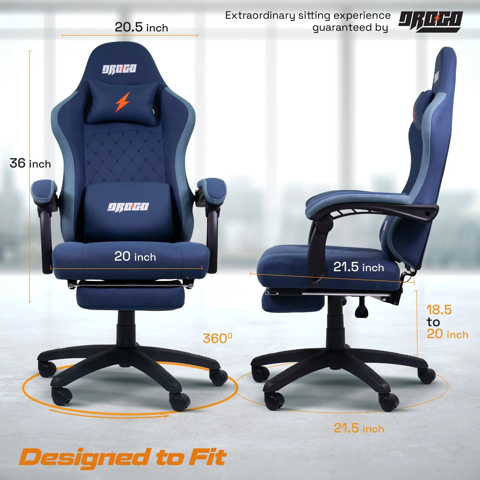 Drogo Throne Ergonomic Gaming Chair With Linkage Armrest,Foot Rest,& Adjustable Seat Galaxy Incorporation