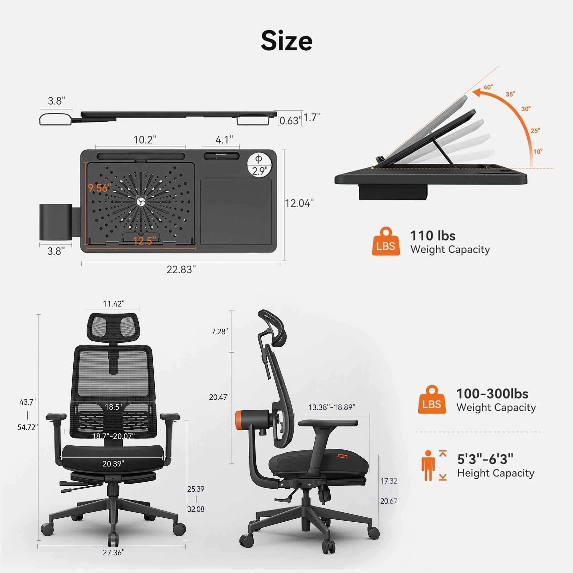 Drogo Bold PosturePro Ergonomic Office Chair with Laptop Tray for Work from Home Drogo