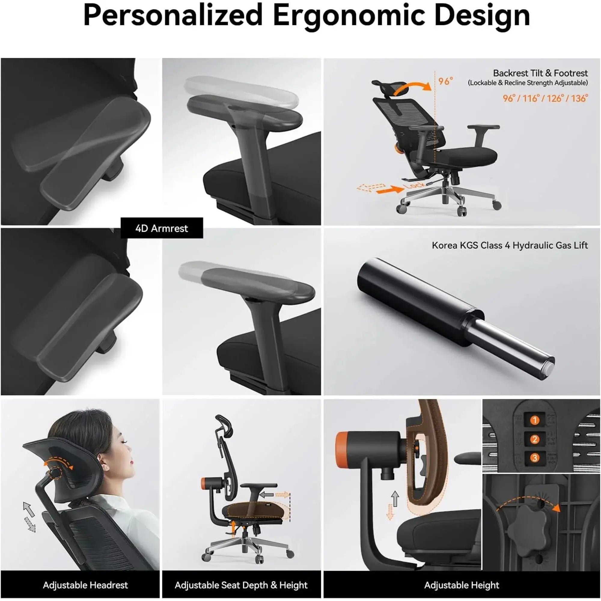 Drogo PosturePro Office Chair with Laptop Tray for Work from Home Galaxy Incorporation