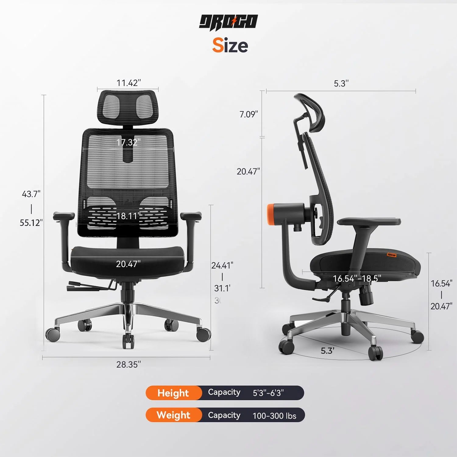 Drogo PosturePro Office Chair for Work from Home, High Back Chair