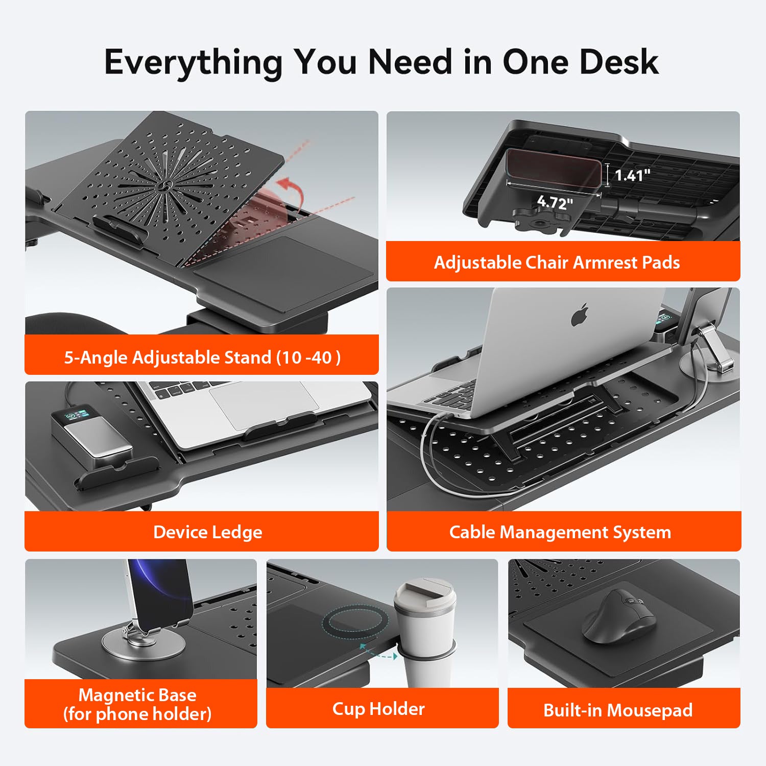Drogo Laptop Bed Tray Desk, Designed Exclusively for Posture Series Chairs
