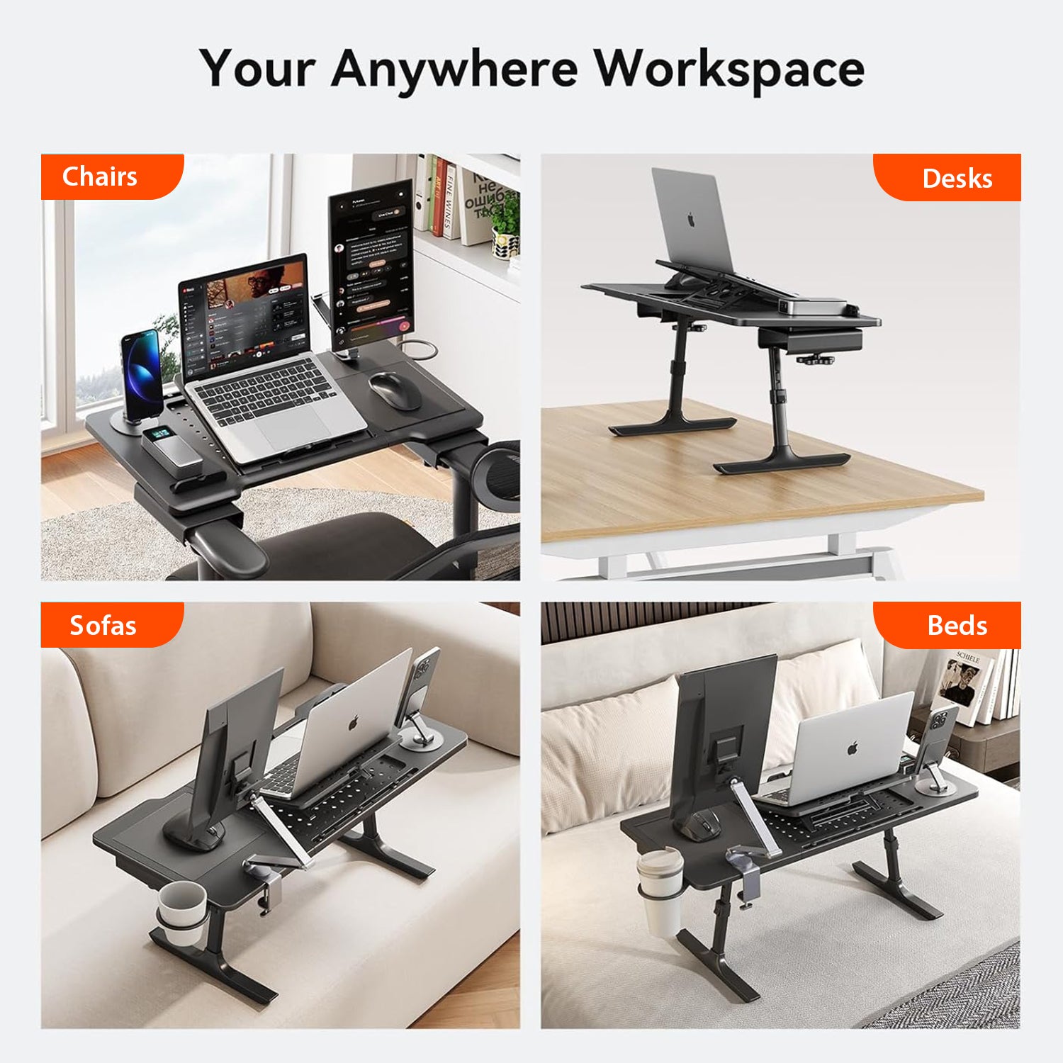 Drogo Laptop Bed Tray Desk, Designed Exclusively for Posture Series Chairs