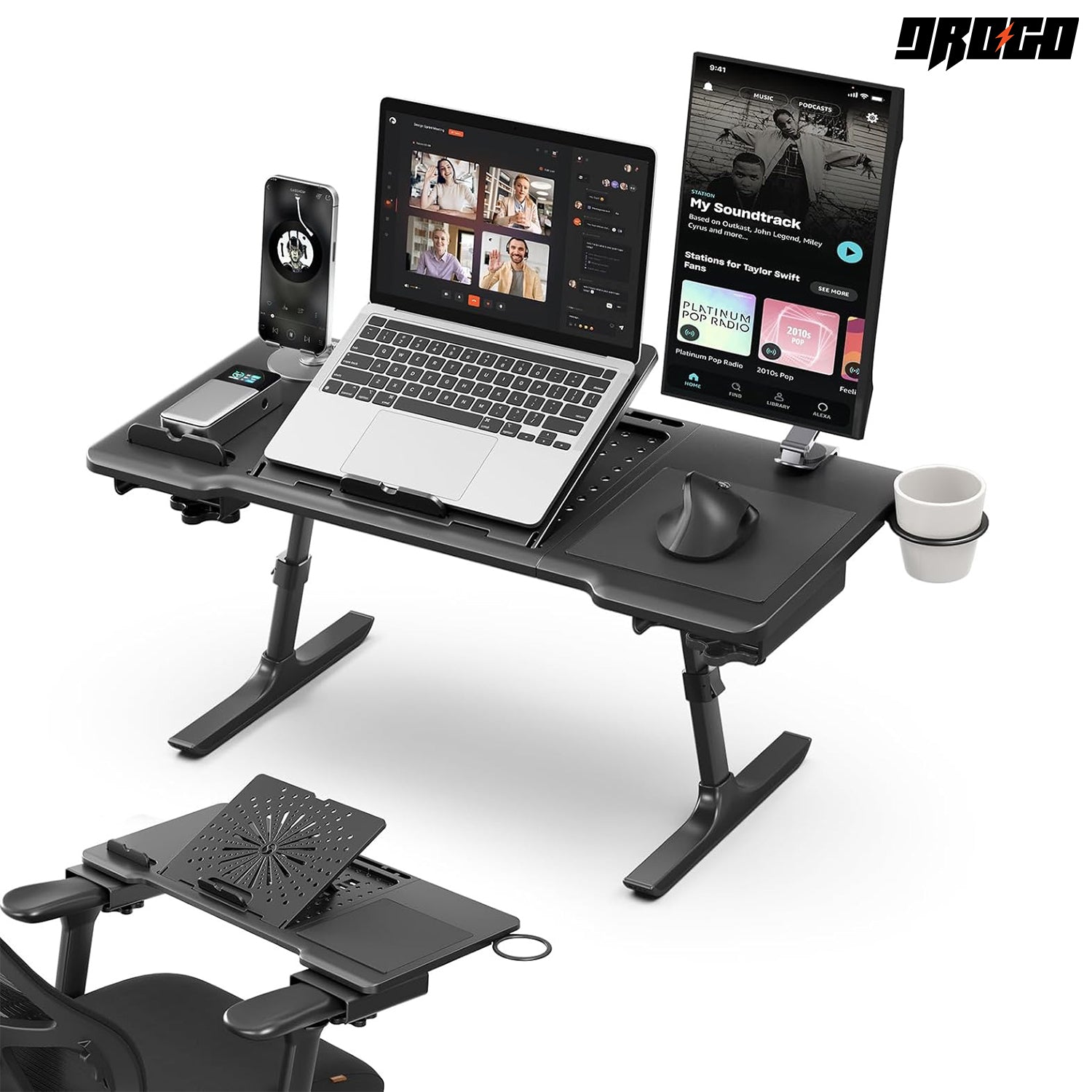 Drogo Laptop Bed Tray Desk, Designed Exclusively for Posture Series Chairs
