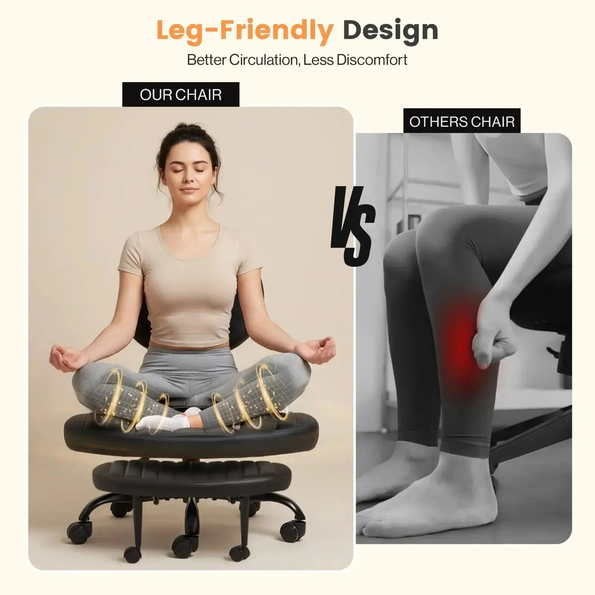 PREORDER Drogo Meditura Cross Legged Office Chair with Wheels, Wide Criss Cross Kneeling Drogo India