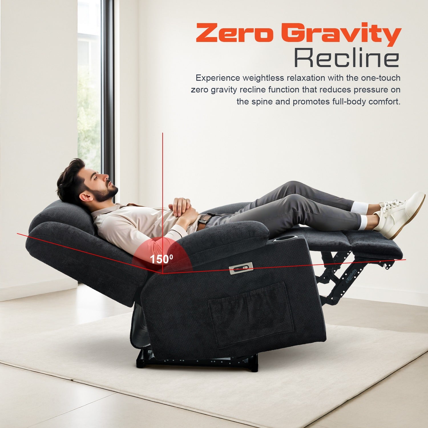 Drogo Luxora Zero Gravity Electric Motorised Single Seater Recliner Sofa with Rapid Recline Technology