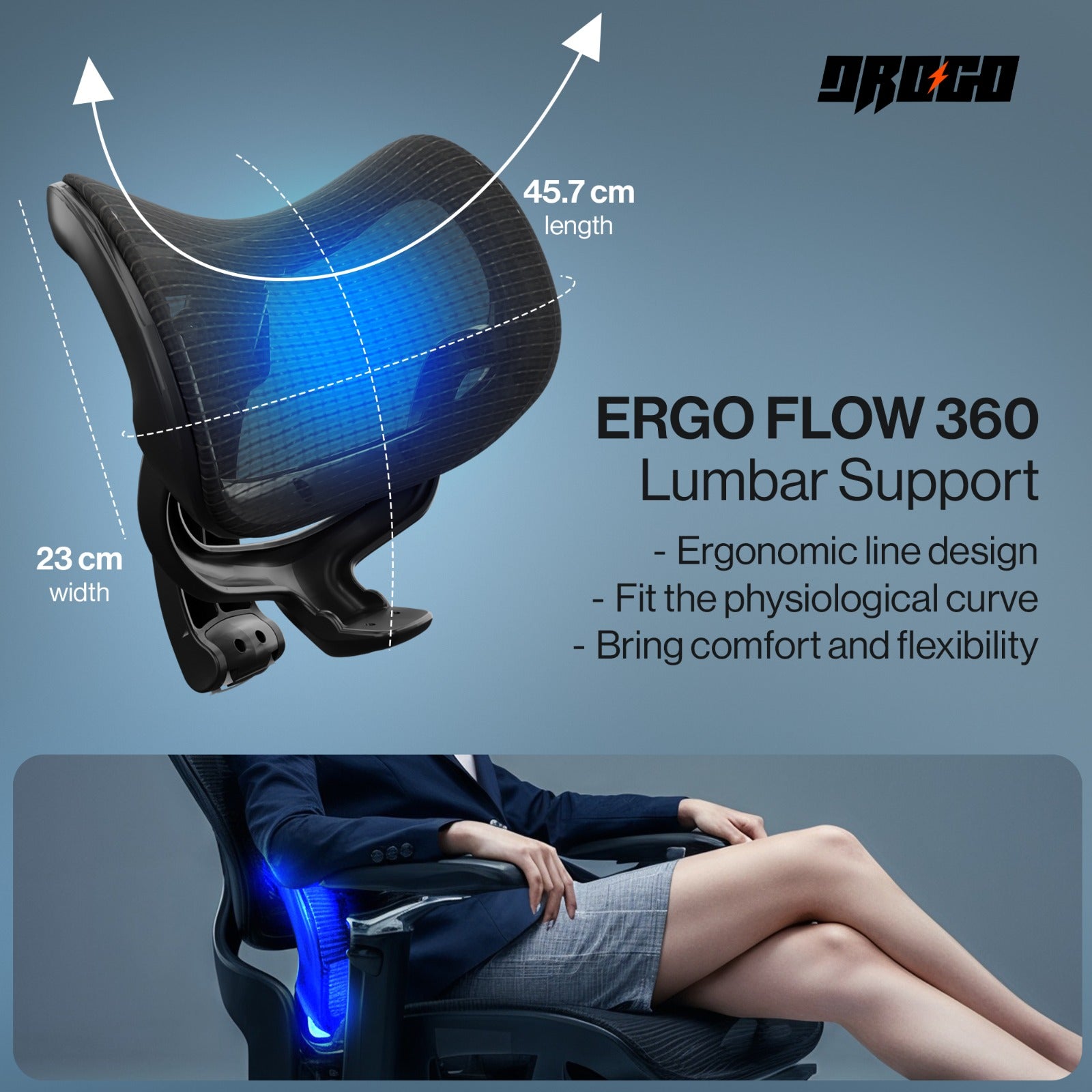Drogo Flow 360 Ergonomic Office Chair With Patented Flow Technology & Cable Mechanism