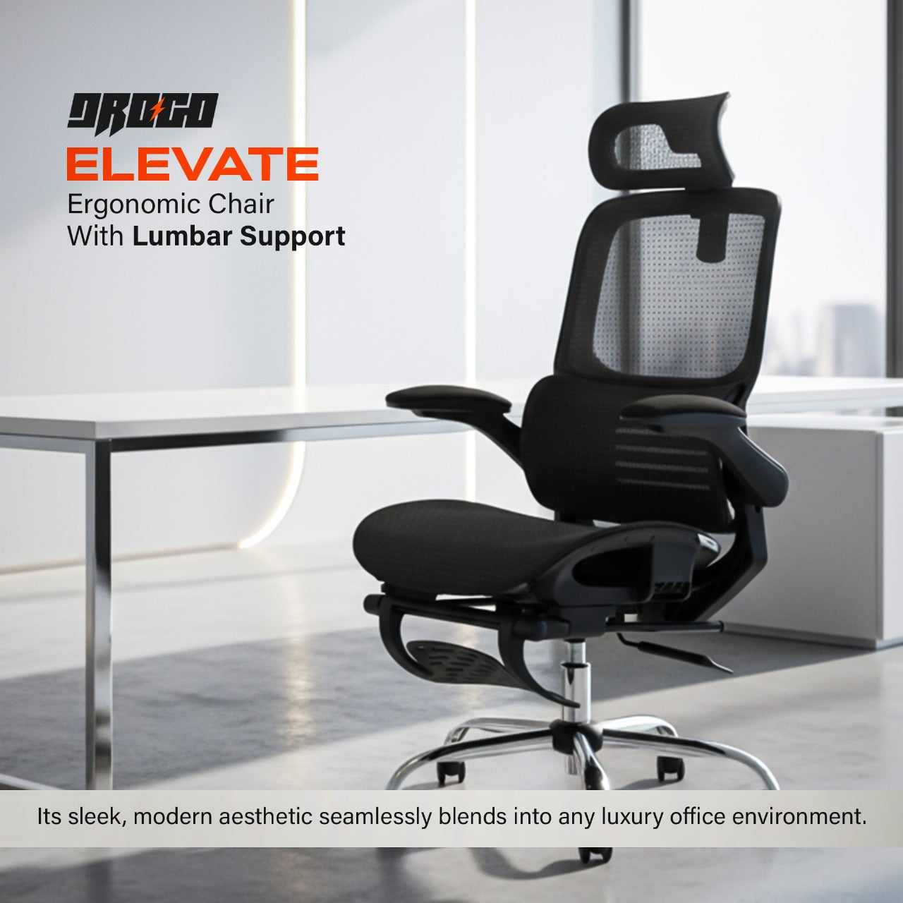 Drogo Ergonex Ergonomic Office Chair For Work From Home With Breathable Mesh