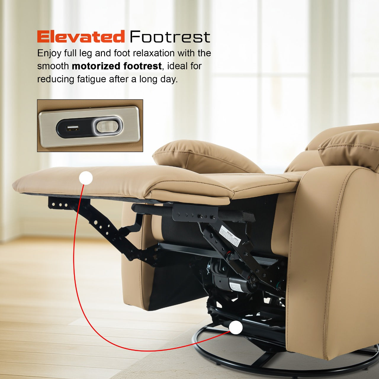 DROGO Velora Electric Motorised Recliner Sofa 1 Seater with Rocking, Revolving & Rapid Recline Technology