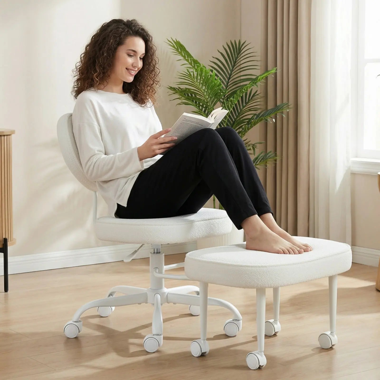 PREORDER Meditura Cross Legged Office Chair with Wheels, Wide Criss Cross Kneeling Drogo India